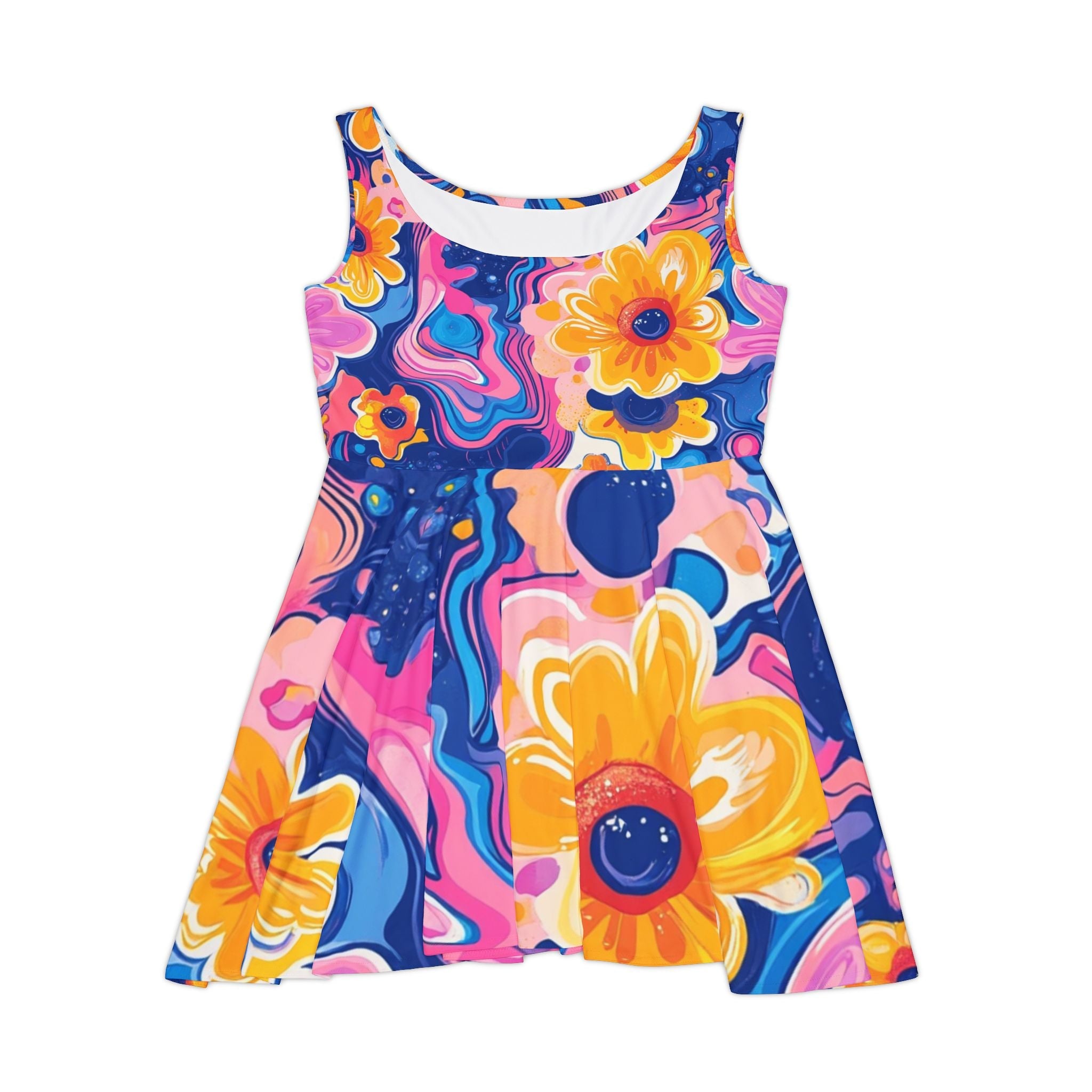 Printify Vibrant Floral Abstract Skater Dress 2025