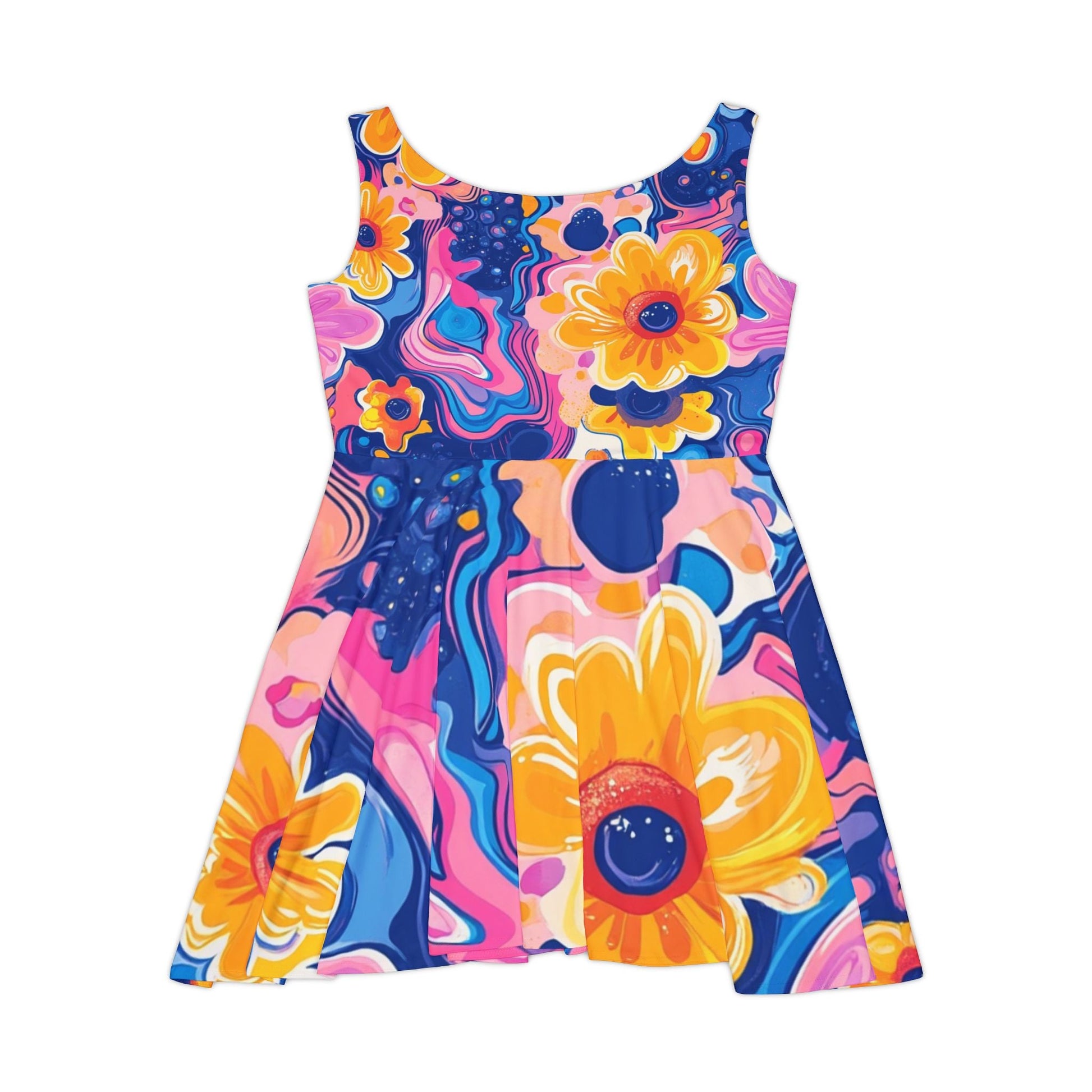 Printify Vibrant Floral Abstract Skater Dress 2025