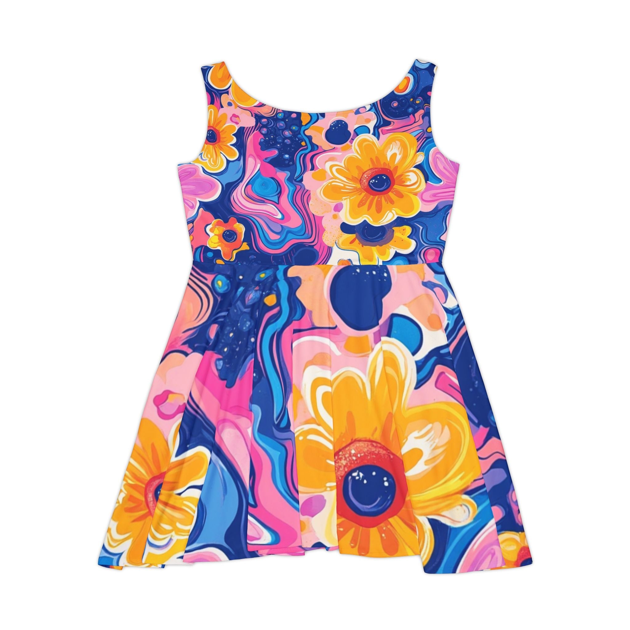 Printify Vibrant Floral Abstract Skater Dress 2025