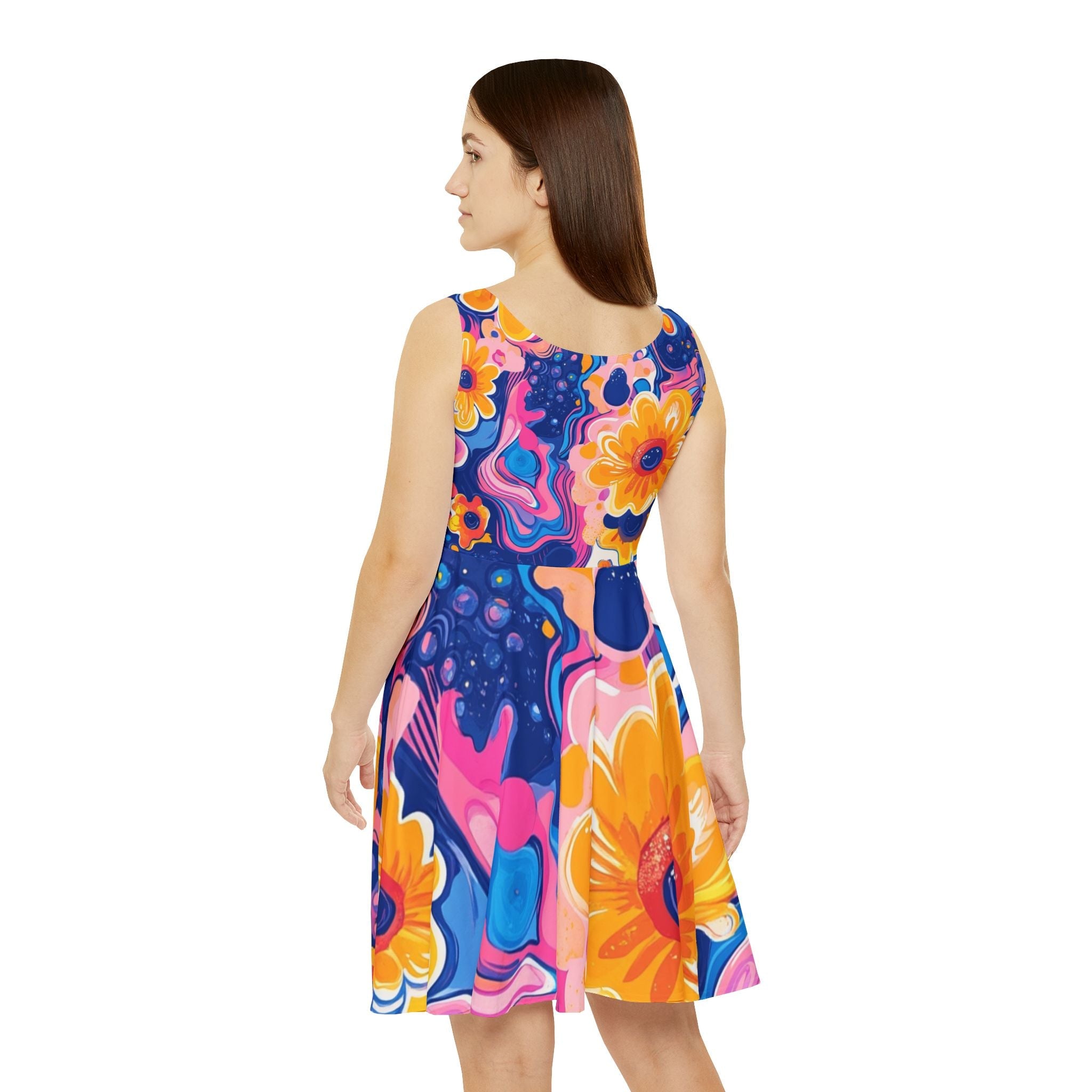 Printify Vibrant Floral Abstract Skater Dress 2025