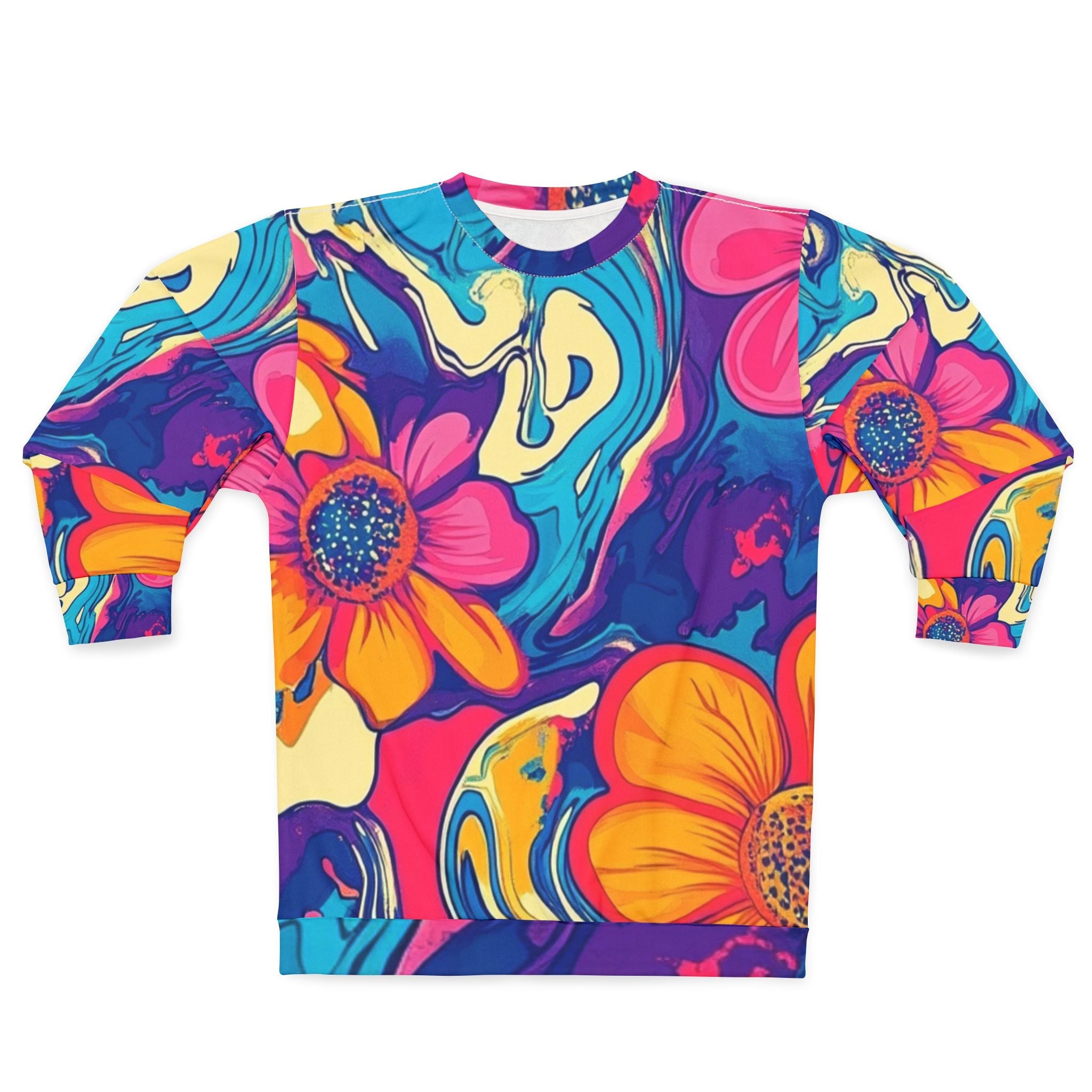 Vibrant Floral Abstract Sweatshirt, Artsulli - Art is Long, Life is Short, All Over Prints, Size, XS, , , , , 22122761022124621297