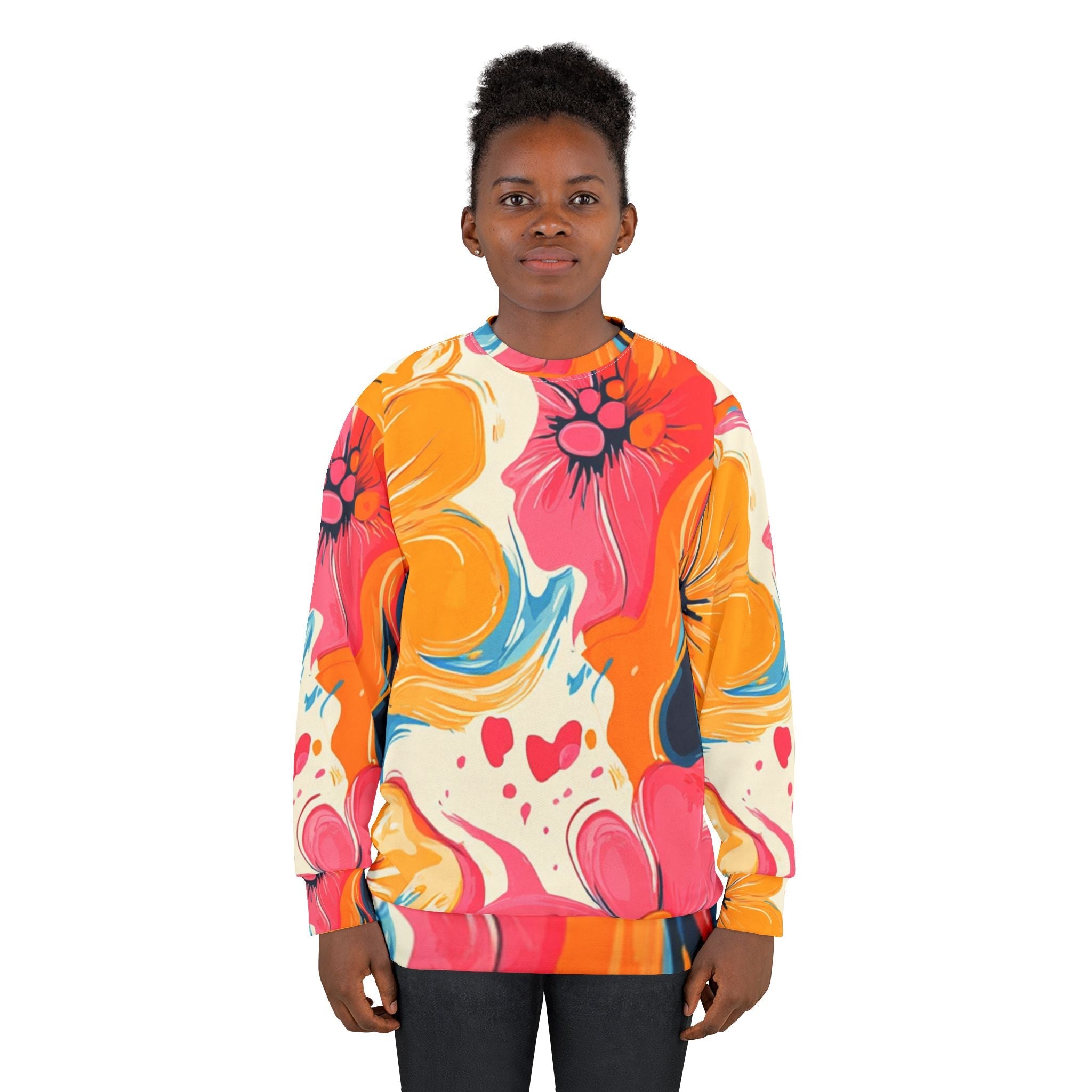 Vibrant Floral Abstract Sweatshirt, Artsulli - Art is Long, Life is Short, All Over Prints, , , , , , , 