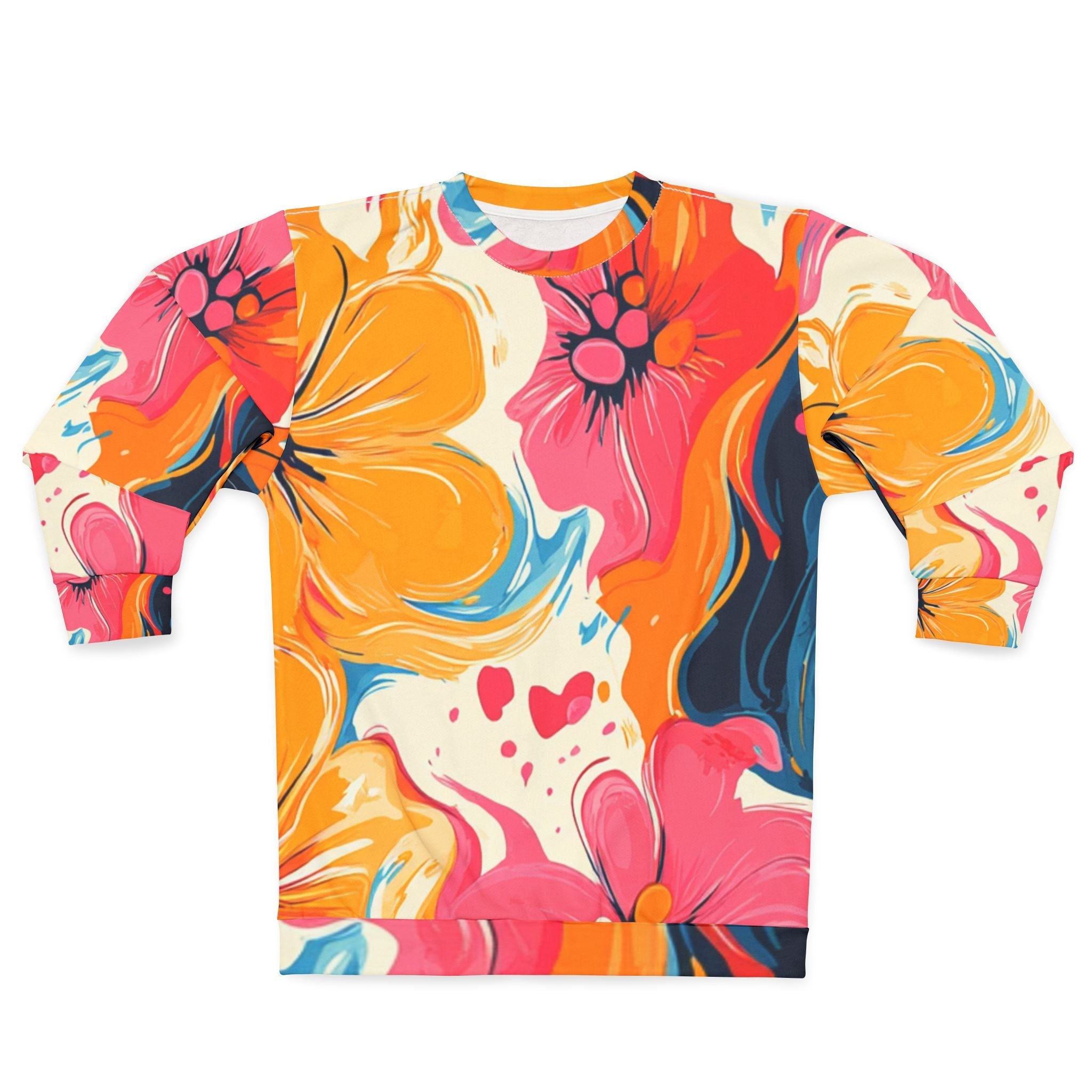 Vibrant Floral Abstract Sweatshirt, Artsulli - Art is Long, Life is Short, All Over Prints, Size, XS, , , , , 27789173732477480672