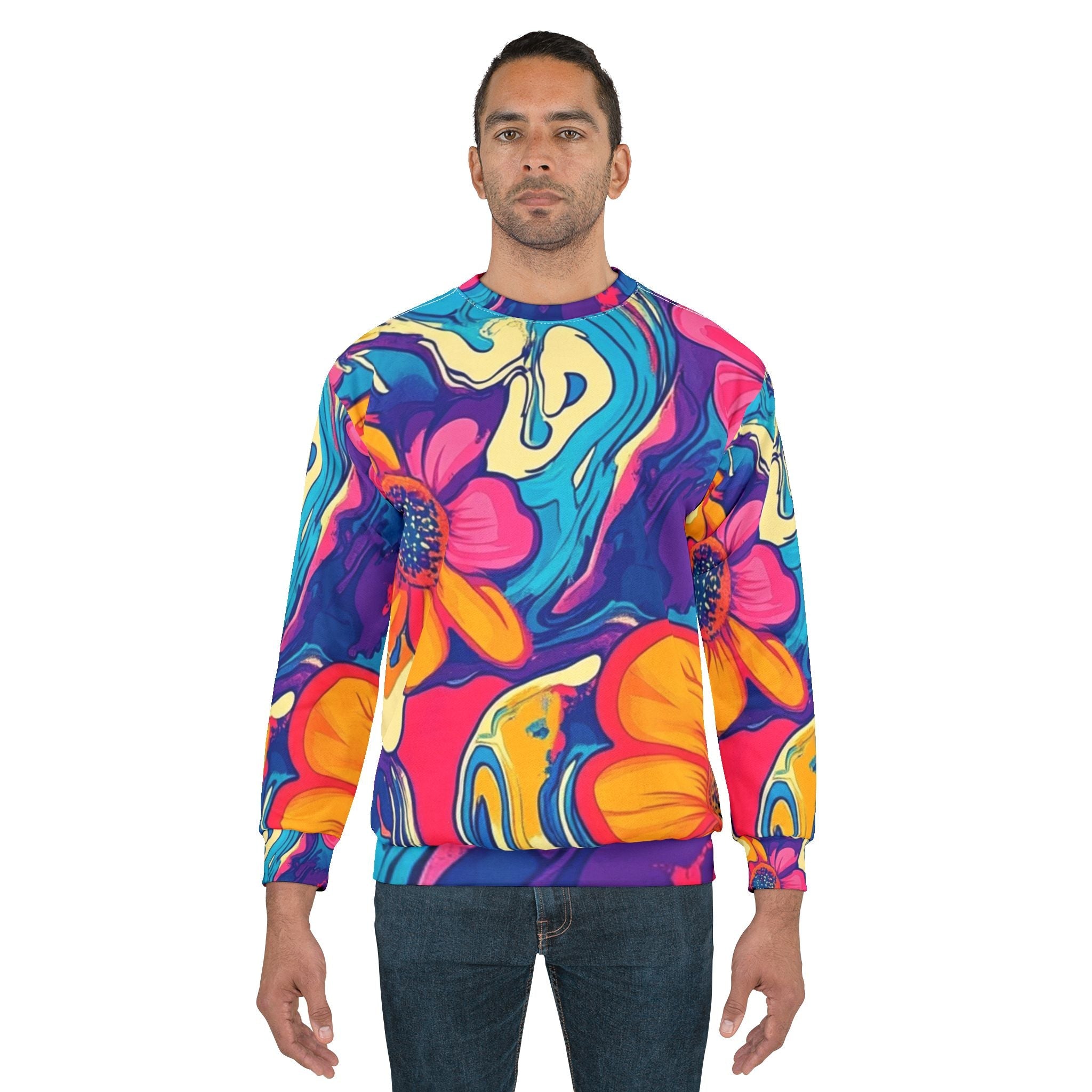 Vibrant Floral Abstract Sweatshirt, Artsulli - Art is Long, Life is Short, All Over Prints, , , , , , , 