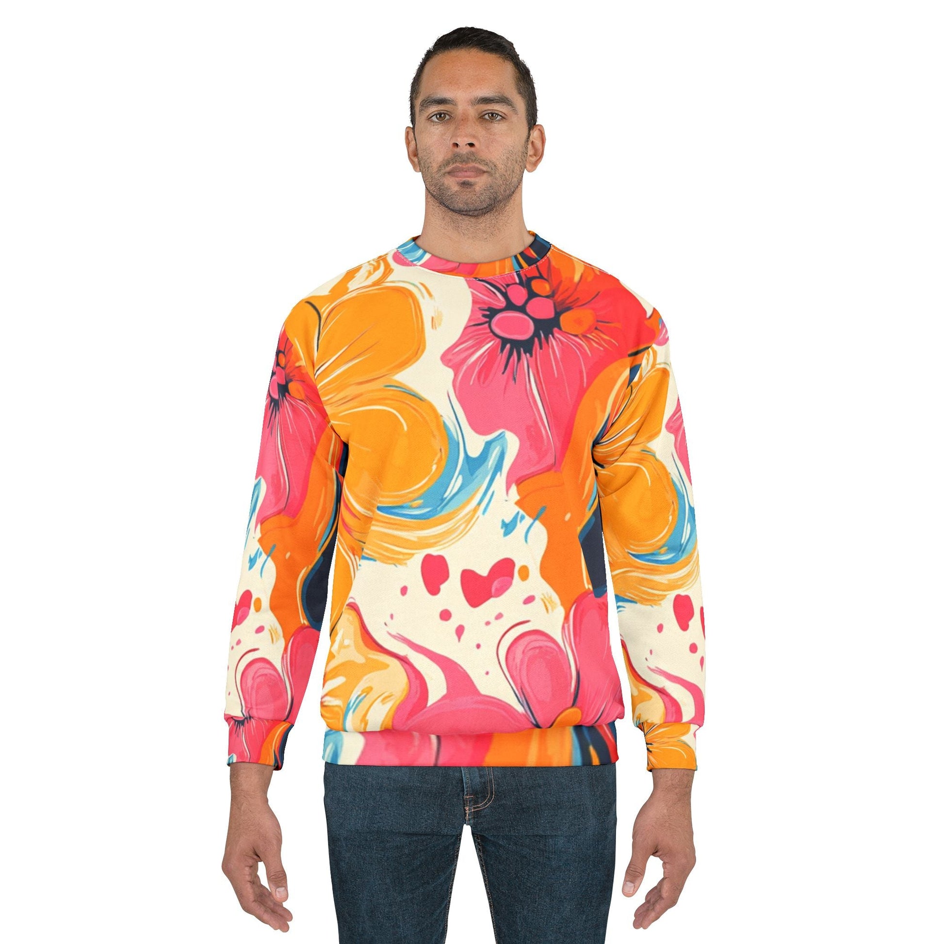 Vibrant Floral Abstract Sweatshirt, Artsulli - Art is Long, Life is Short, All Over Prints, , , , , , , 