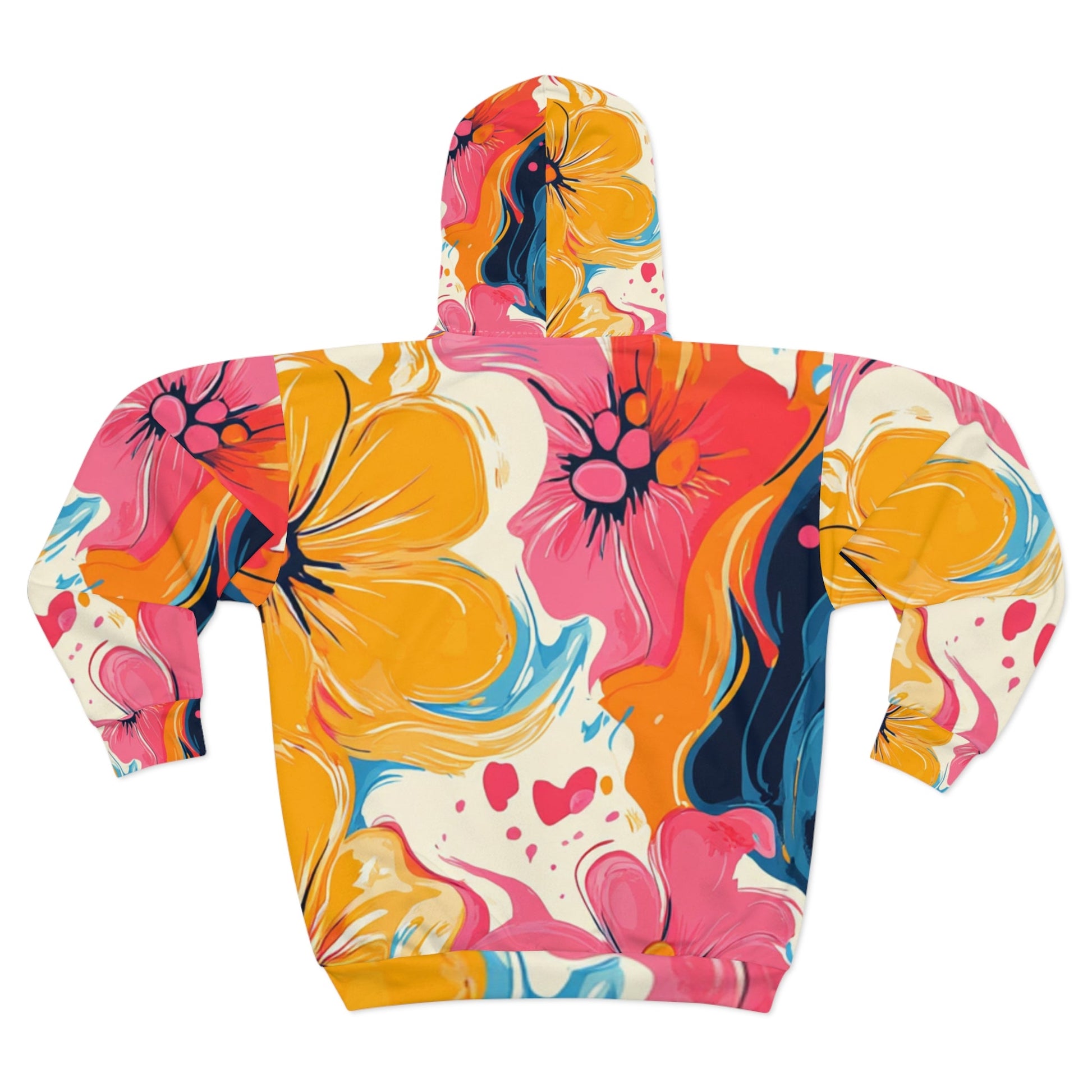Vibrant Floral Abstract Zip Hoodie, Artsulli - Art is Long, Life is Short, All Over Prints, , , , , , , 