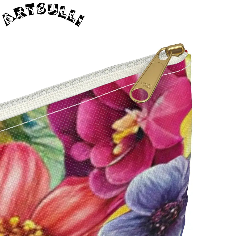 Vibrant Floral and Stripe Pouch, Artsulli - Art is Long, Life is Short, Bags, , , , , , , 