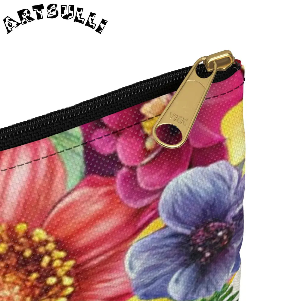 Vibrant Floral and Stripe Pouch, Artsulli - Art is Long, Life is Short, Bags, , , , , , , 