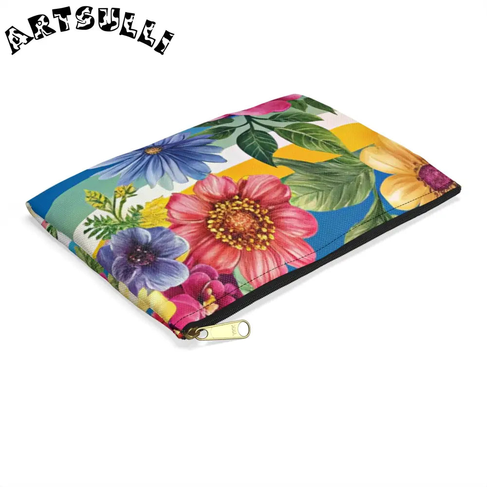 Vibrant Floral and Stripe Pouch, Artsulli - Art is Long, Life is Short, Bags, , , , , , , 