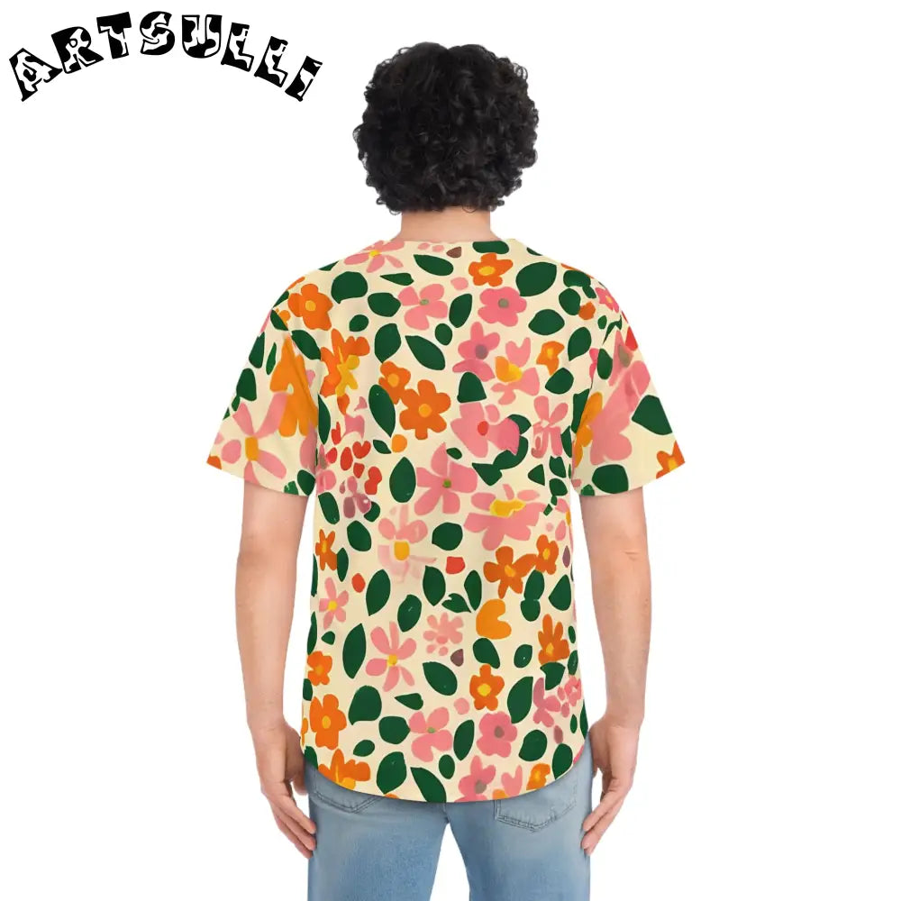 Vibrant Floral Baseball Jersey, Artsulli - Art is Long, Life is Short, All Over Prints, , , , , , , 