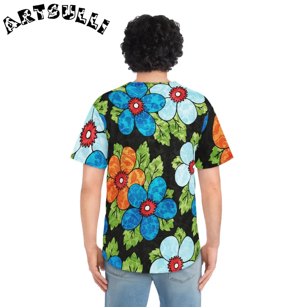 Vibrant Floral Baseball Jersey, Artsulli - Art is Long, Life is Short, All Over Prints, , , , , , , 
