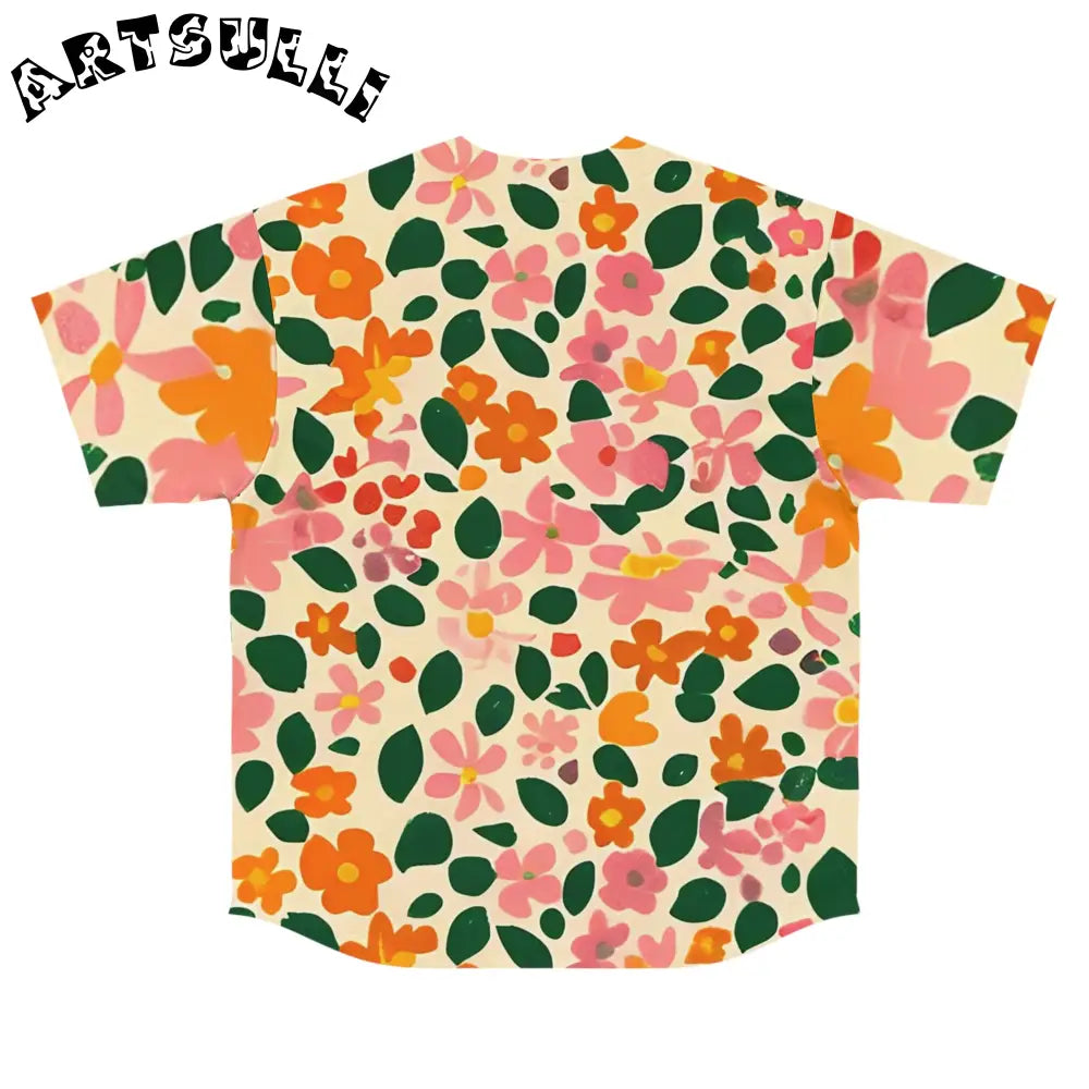 Vibrant Floral Baseball Jersey, Artsulli - Art is Long, Life is Short, All Over Prints, , , , , , , 
