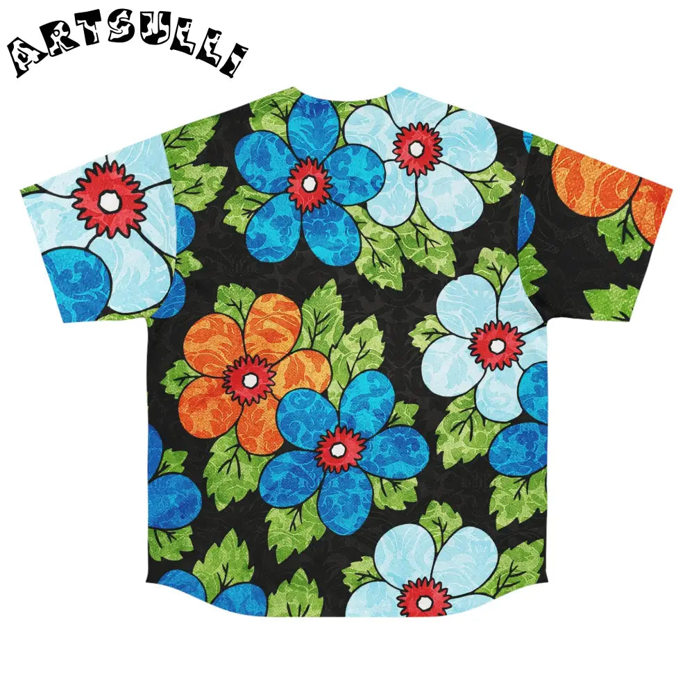 Vibrant Floral Baseball Jersey, Artsulli - Art is Long, Life is Short, All Over Prints, , , , , , , 