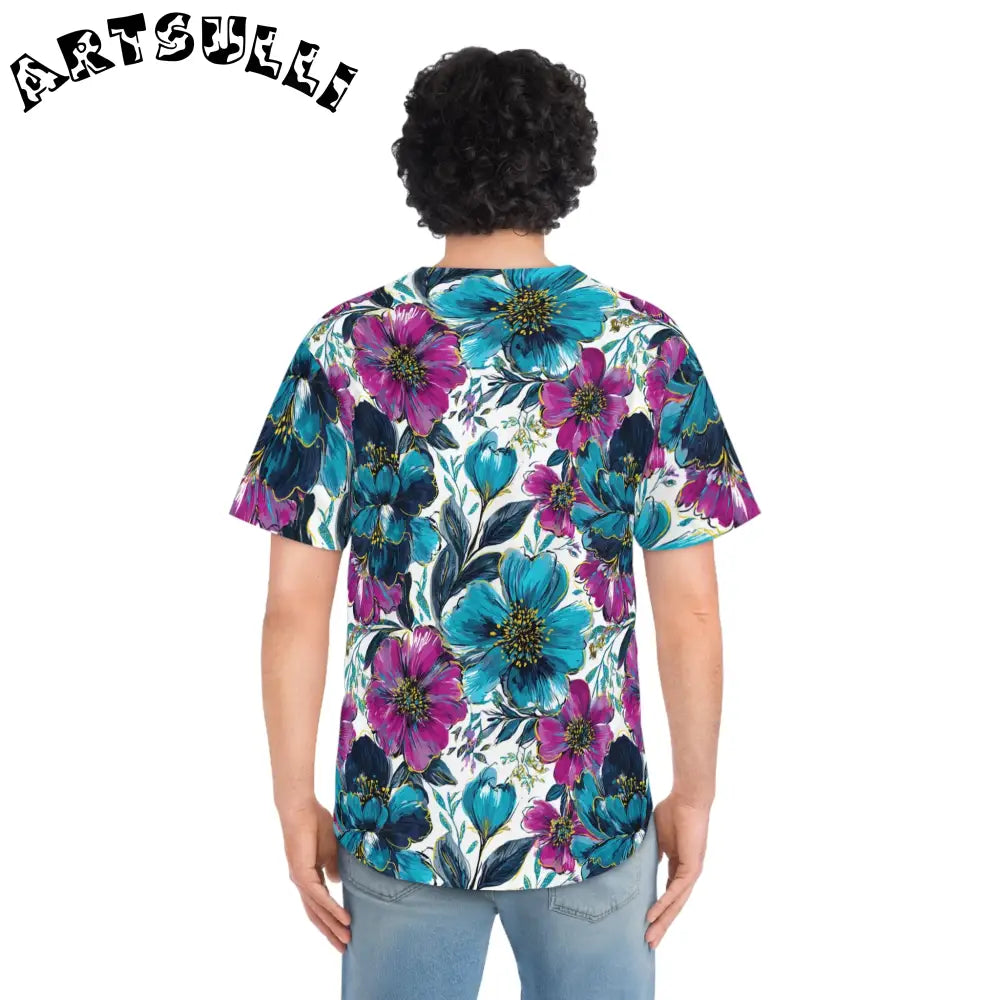 Vibrant Floral Baseball Jersey, Artsulli - Art is Long, Life is Short, All Over Prints, , , , , , , 