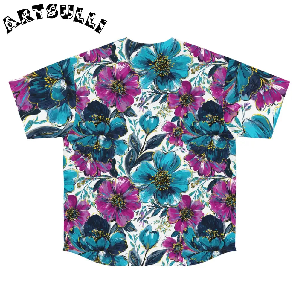 Vibrant Floral Baseball Jersey, Artsulli - Art is Long, Life is Short, All Over Prints, , , , , , , 