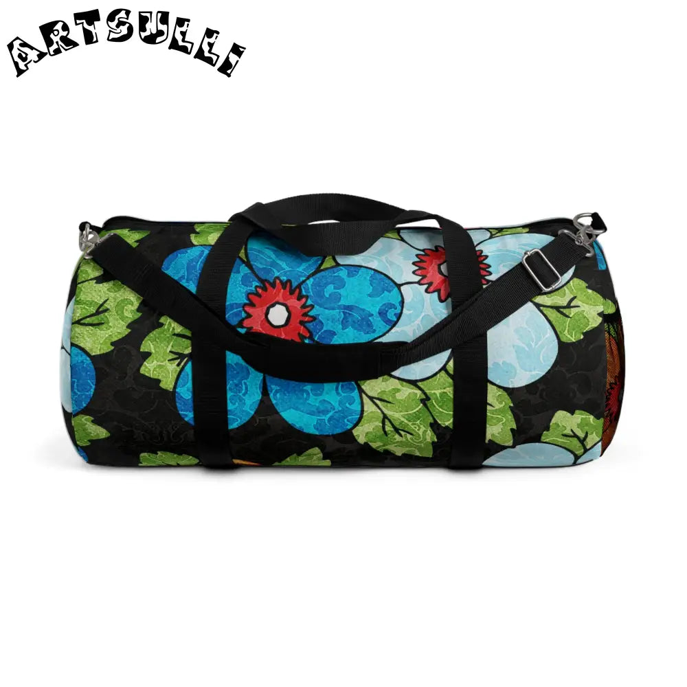 Vibrant Floral Black Duffel Bag, Artsulli - Art is Long, Life is Short, Bags, Size, Large, , , , , 54567090040748957251