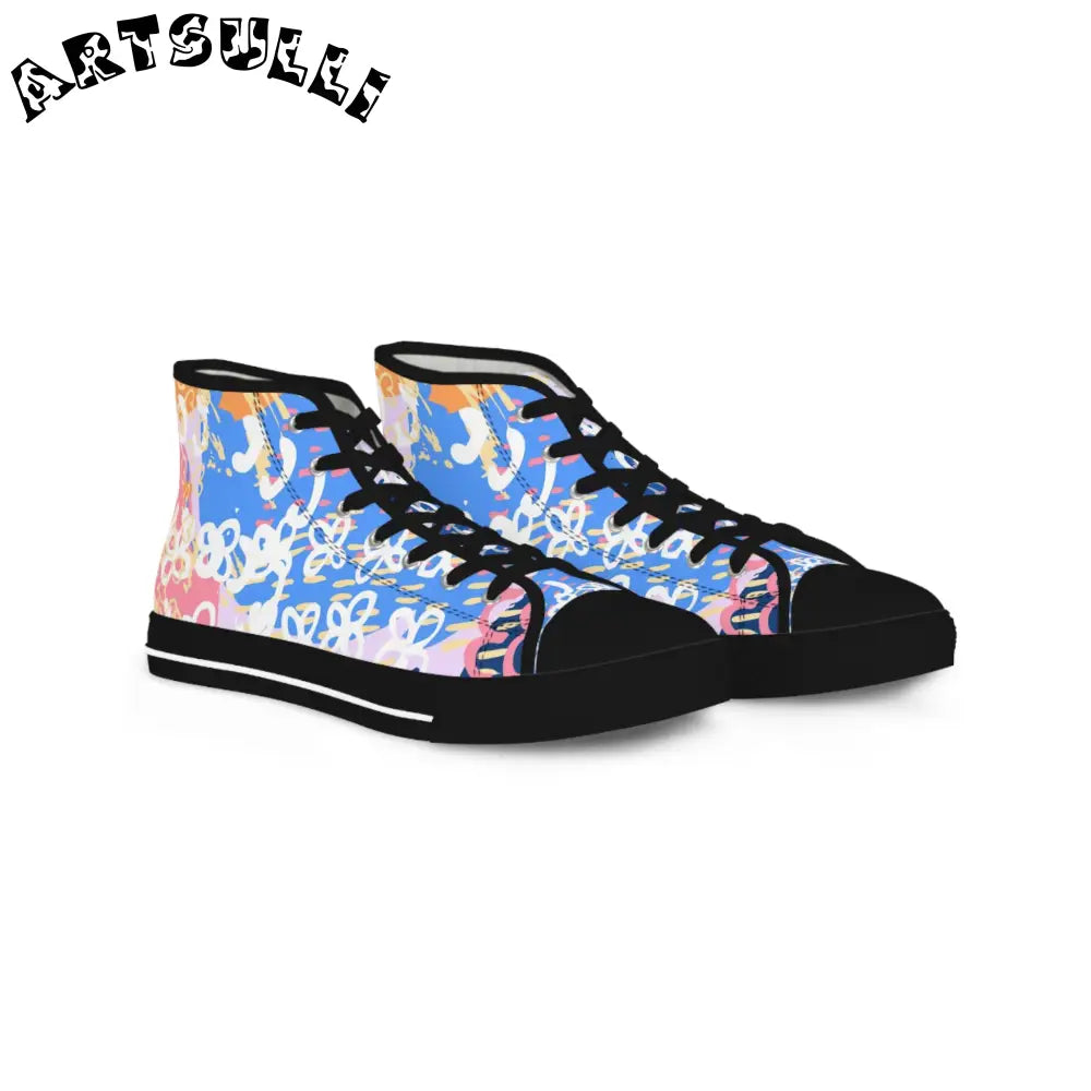 Vibrant Floral Breathable Polyester Canvas High Tops, Artsulli - Art is Long, Life is Short, Shoes, Size, US 5, Color, Black sole, , , 32046942666370768506