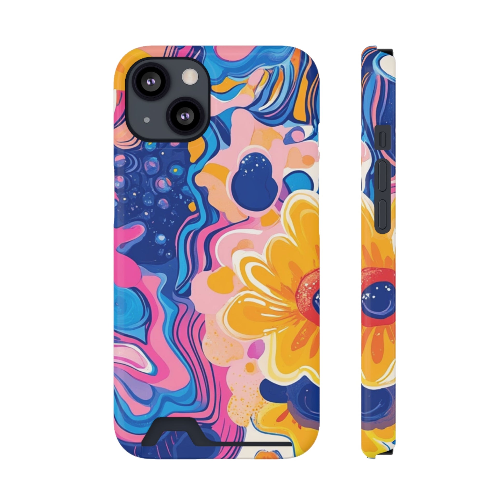Vibrant Floral Cardholder Case, Artsulli - Art is Long, Life is Short, Phone Case, Size, iPhone 13, Surface, Glossy, Shape, Without gift packaging, 78590811849987359686