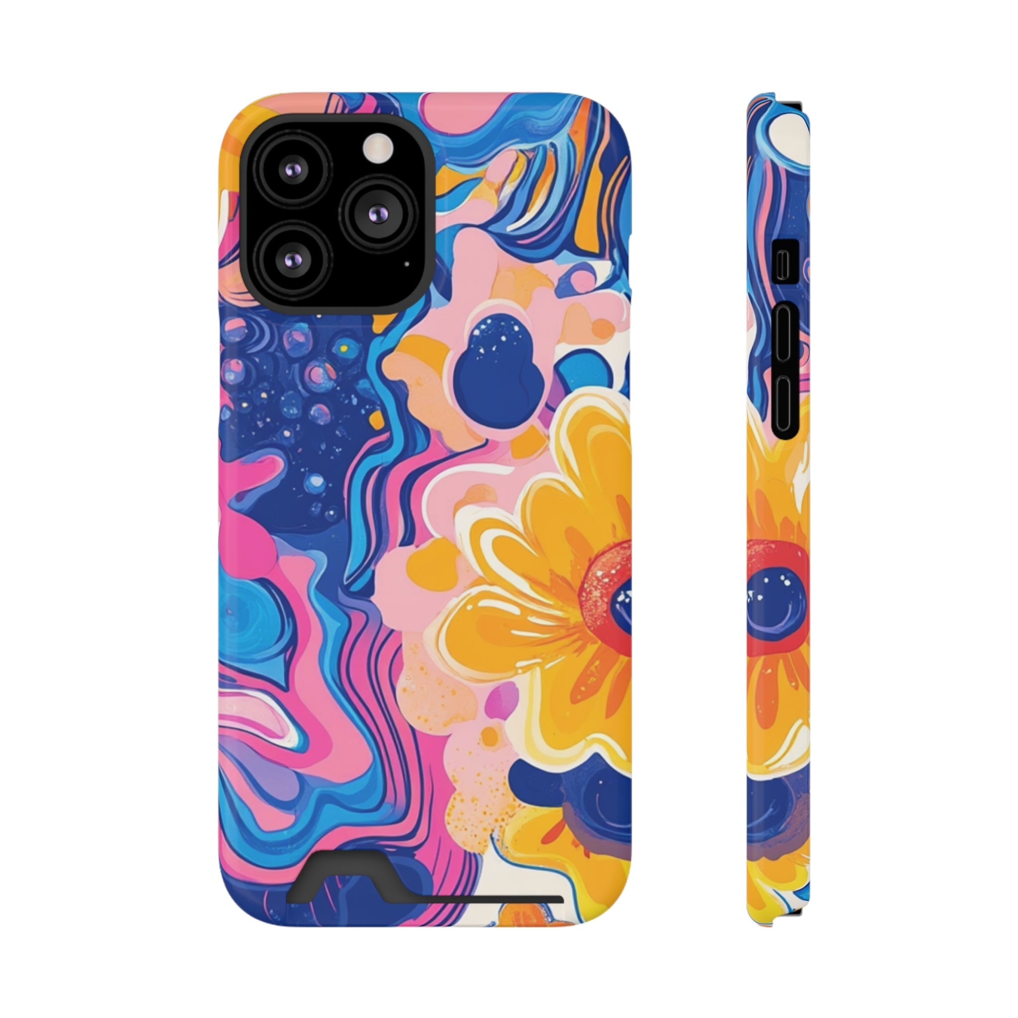 Vibrant Floral Cardholder Case, Artsulli - Art is Long, Life is Short, Phone Case, Size, iPhone 13 Pro Max, Surface, Glossy, Shape, With gift packaging, 21732352724509260913