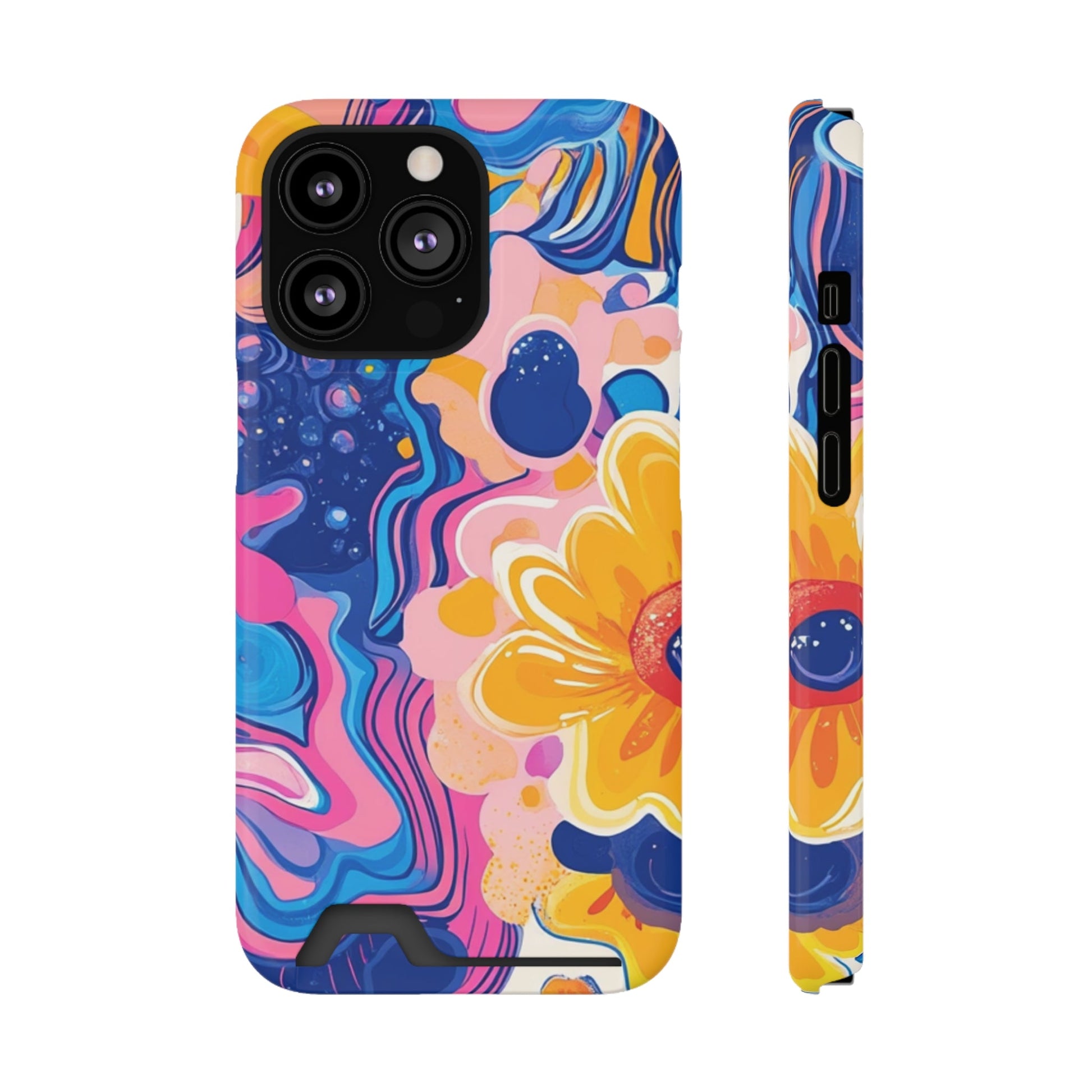 Vibrant Floral Cardholder Case, Artsulli - Art is Long, Life is Short, Phone Case, Size, iPhone 13 Pro, Surface, Glossy, Shape, With gift packaging, 70999816433110062638