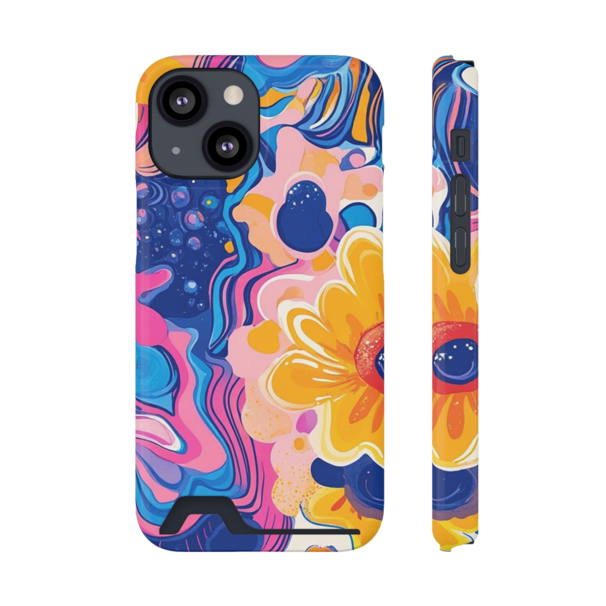 Vibrant Floral Cardholder Case, Artsulli - Art is Long, Life is Short, Phone Case, Size, iPhone 13 Mini, Surface, Glossy, Shape, Without gift packaging, 28971510905718233693