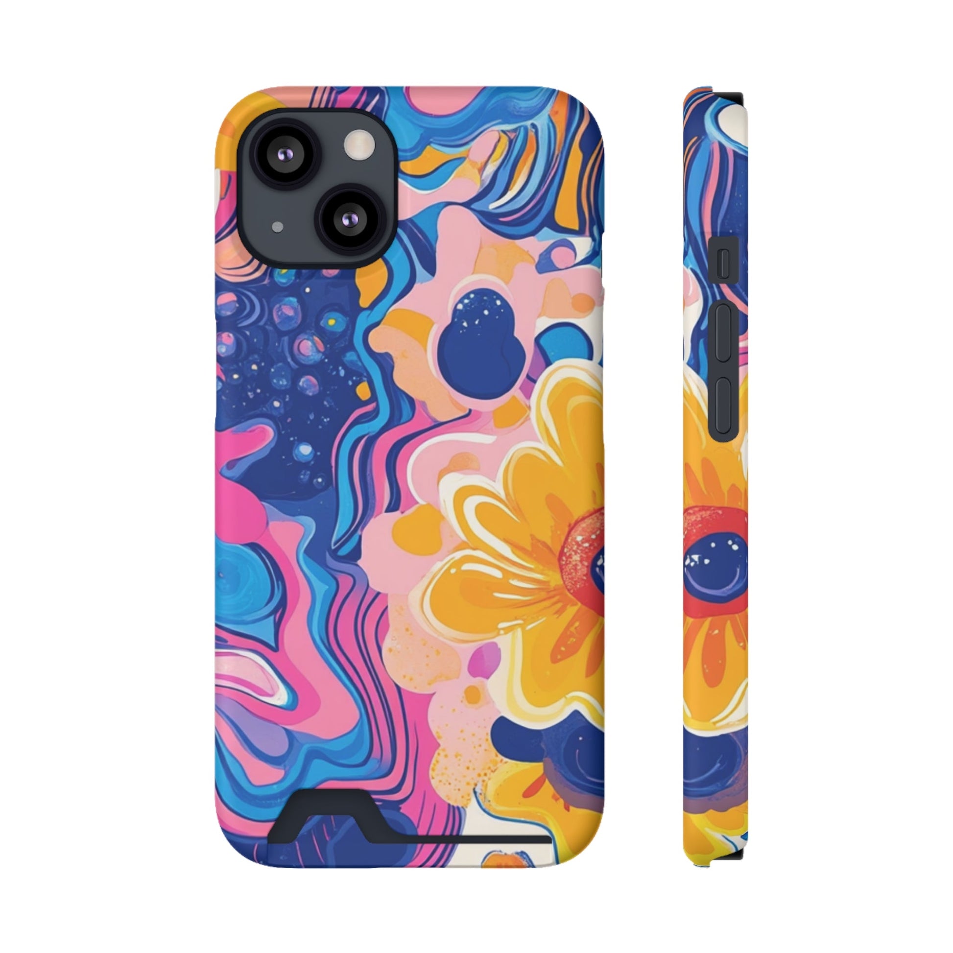 Vibrant Floral Cardholder Case, Artsulli - Art is Long, Life is Short, Phone Case, Size, iPhone 13, Surface, Matte, Shape, Without gift packaging, 25575653586191900888