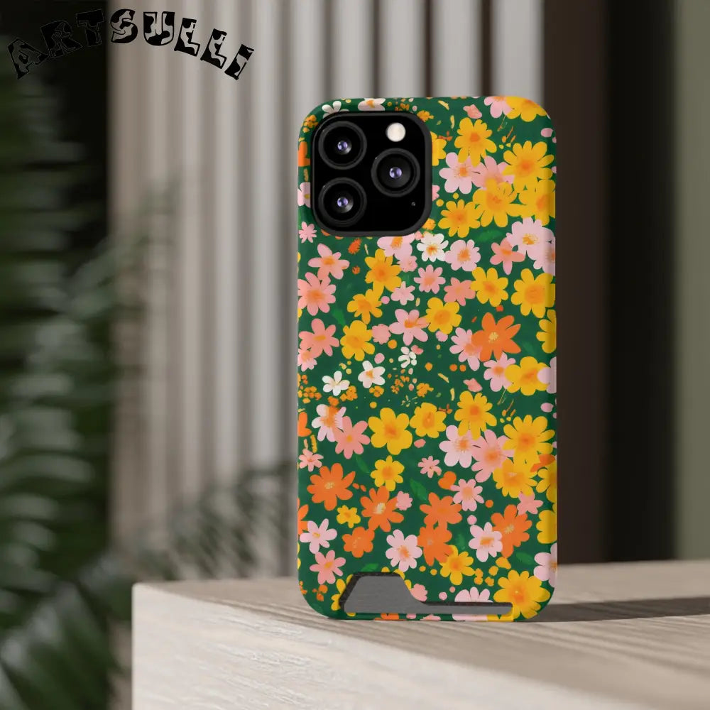 Vibrant Floral Cardholder Phone Case, Artsulli - Art is Long, Life is Short, Phone Case, , , , , , , 