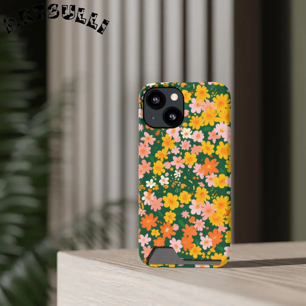 Vibrant Floral Cardholder Phone Case, Artsulli - Art is Long, Life is Short, Phone Case, , , , , , , 