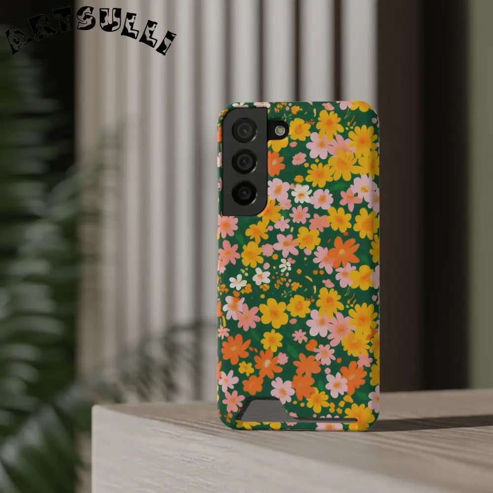Vibrant Floral Cardholder Phone Case, Artsulli - Art is Long, Life is Short, Phone Case, , , , , , , 