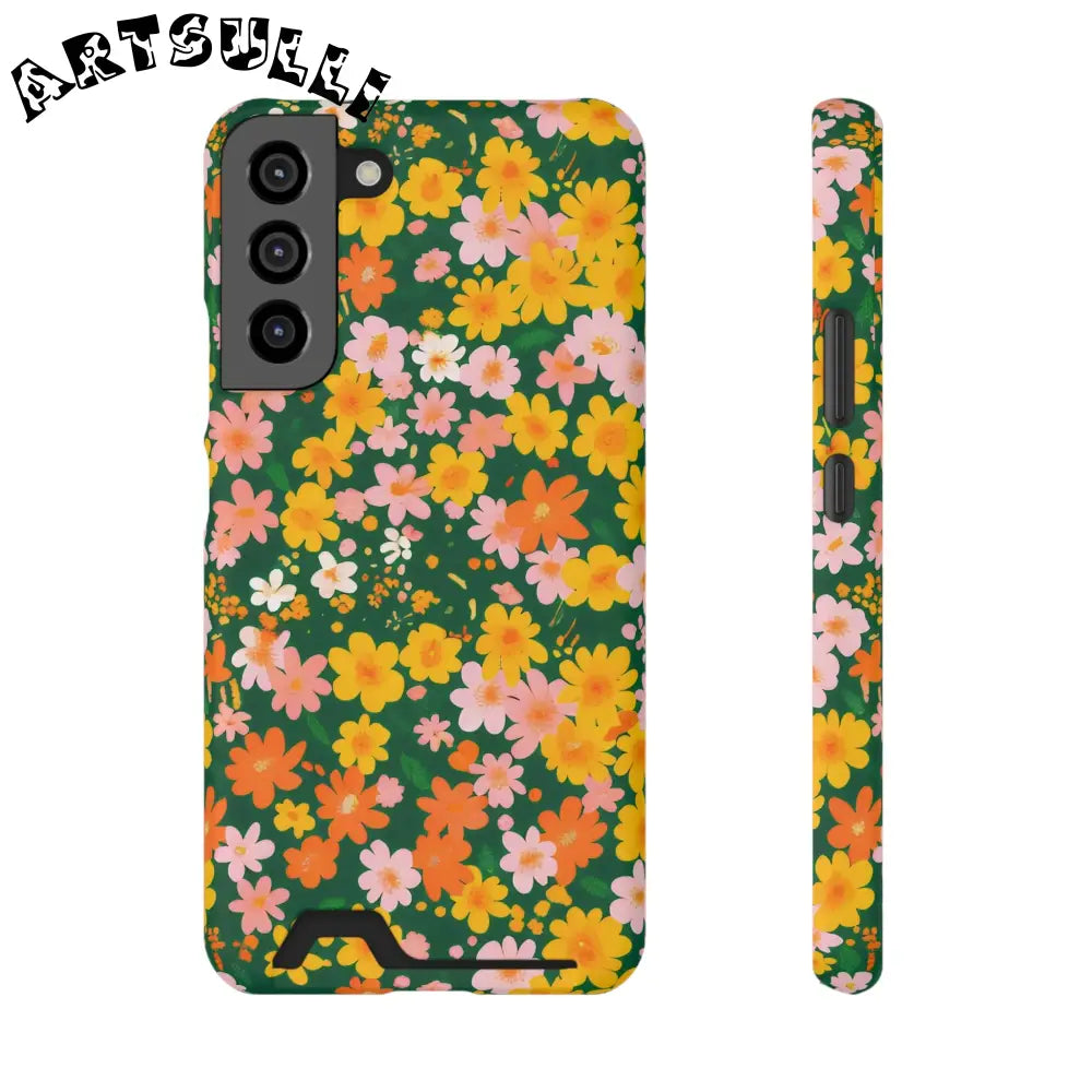 Vibrant Floral Cardholder Phone Case, Artsulli - Art is Long, Life is Short, Phone Case, Size, Samsung Galaxy S22 Plus, Surface, Matte, Shape, With gift packaging, 11507134615613441117
