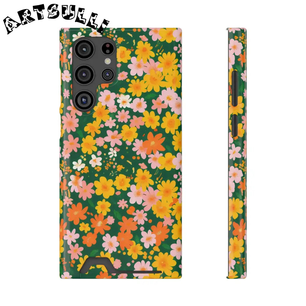 Vibrant Floral Cardholder Phone Case, Artsulli - Art is Long, Life is Short, Phone Case, Size, Samsung Galaxy S22 Ultra, Surface, Glossy, Shape, Without gift packaging, 22279751817178008572