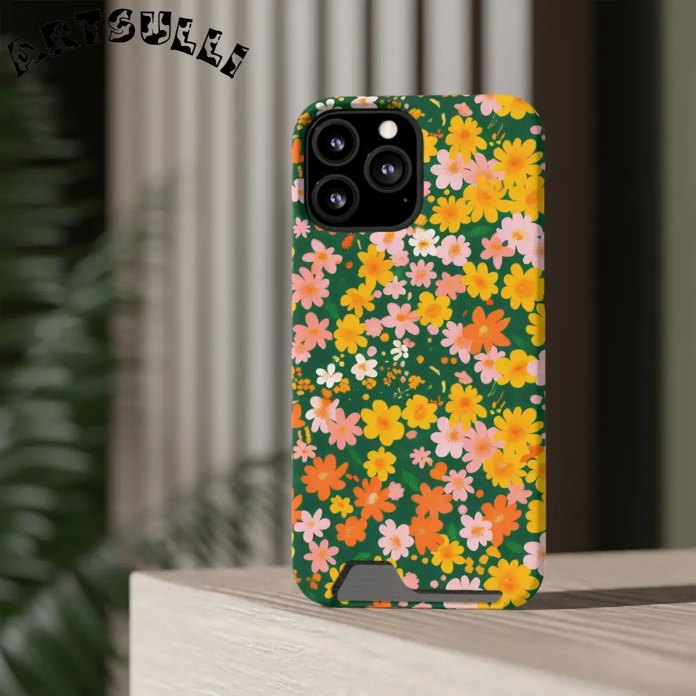 Vibrant Floral Cardholder Phone Case, Artsulli - Art is Long, Life is Short, Phone Case, , , , , , , 