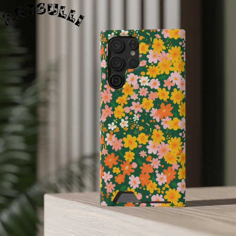 Vibrant Floral Cardholder Phone Case, Artsulli - Art is Long, Life is Short, Phone Case, , , , , , , 