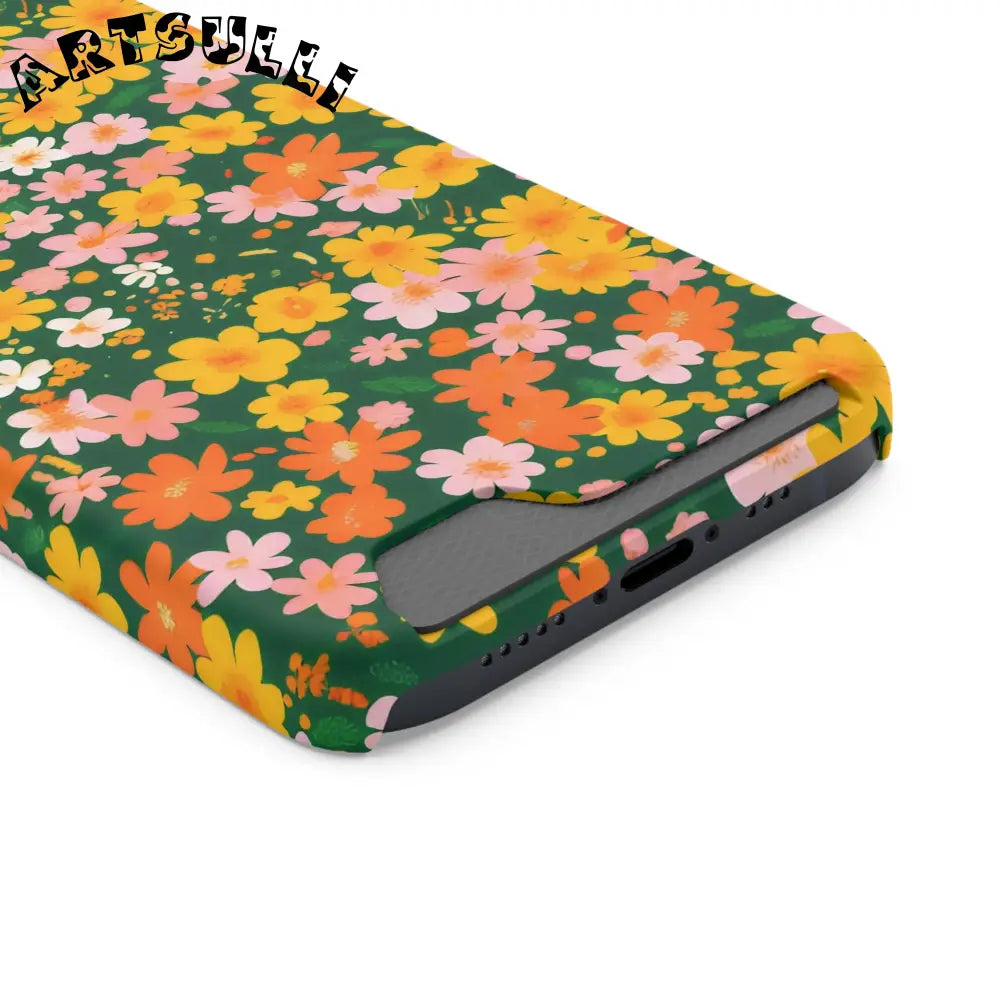 Vibrant Floral Cardholder Phone Case, Artsulli - Art is Long, Life is Short, Phone Case, , , , , , , 