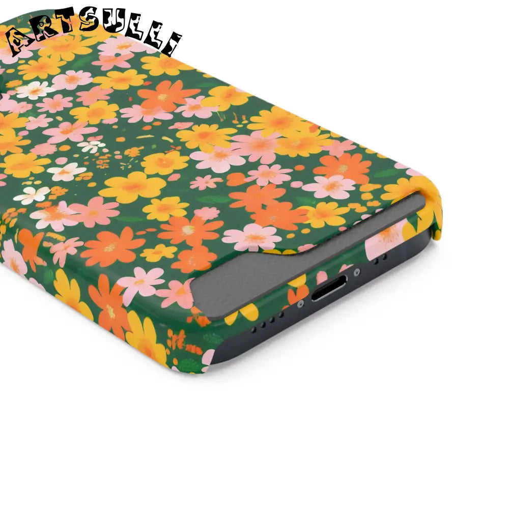 Vibrant Floral Cardholder Phone Case, Artsulli - Art is Long, Life is Short, Phone Case, , , , , , , 