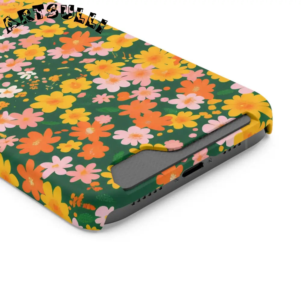 Vibrant Floral Cardholder Phone Case, Artsulli - Art is Long, Life is Short, Phone Case, , , , , , , 