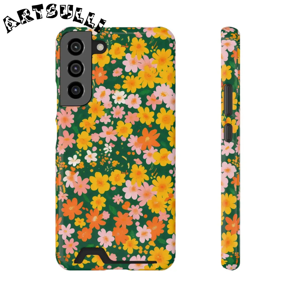 Vibrant Floral Cardholder Phone Case, Artsulli - Art is Long, Life is Short, Phone Case, Size, Samsung Galaxy S22 Plus, Surface, Glossy, Shape, Without gift packaging, 33963730380684678206