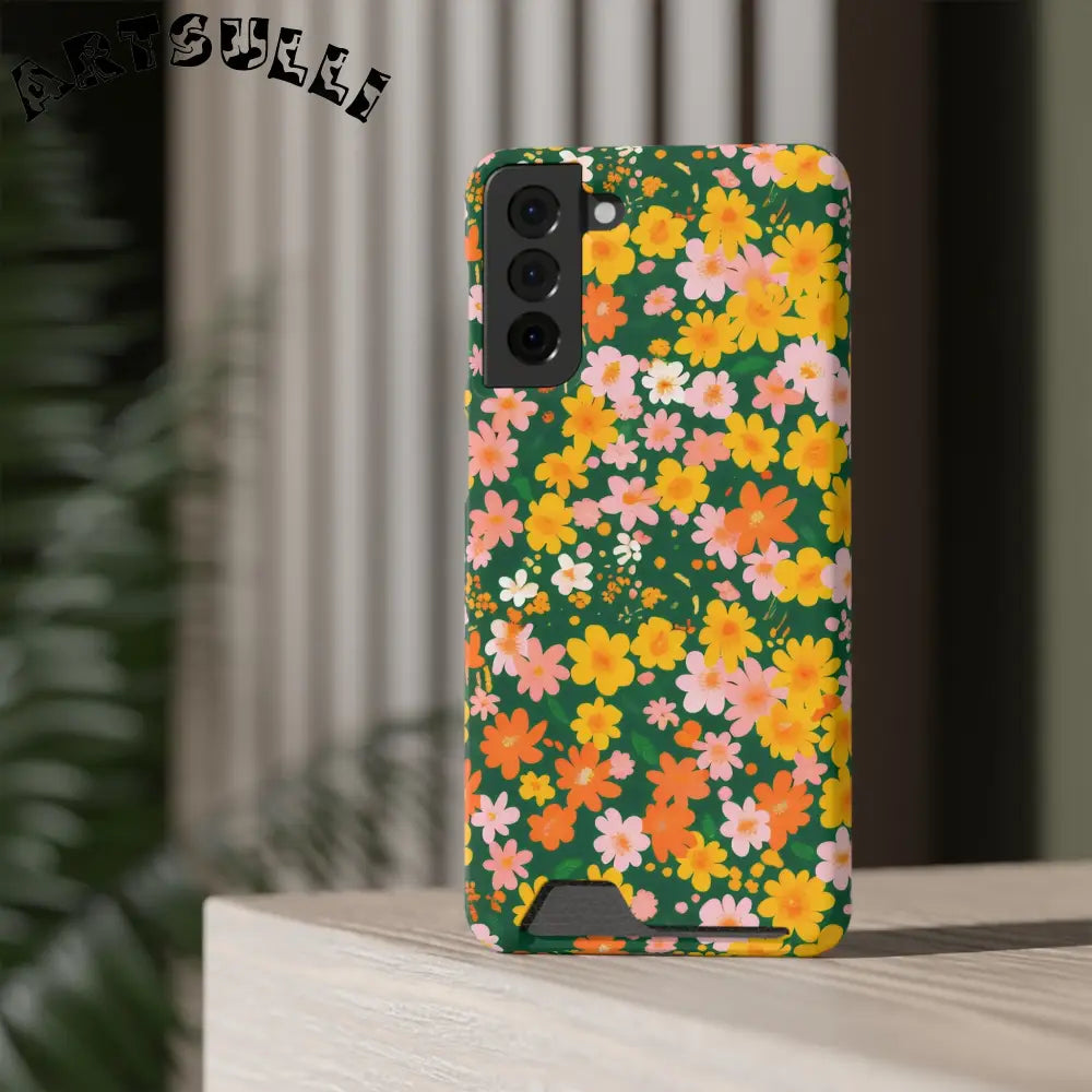 Vibrant Floral Cardholder Phone Case, Artsulli - Art is Long, Life is Short, Phone Case, , , , , , , 