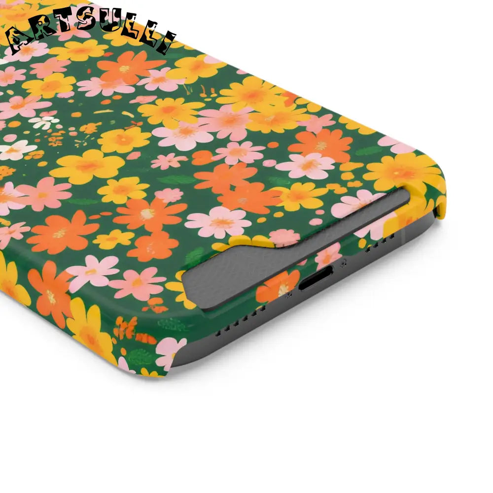 Vibrant Floral Cardholder Phone Case, Artsulli - Art is Long, Life is Short, Phone Case, , , , , , , 