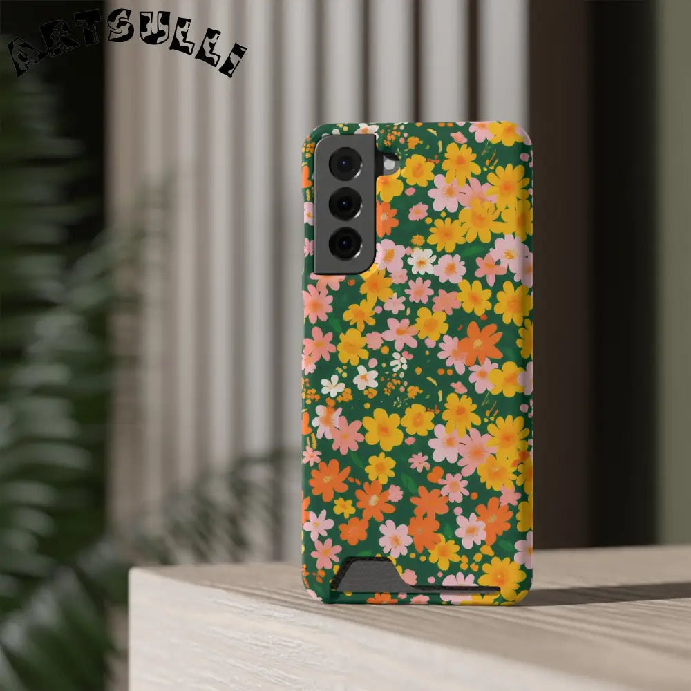 Vibrant Floral Cardholder Phone Case, Artsulli - Art is Long, Life is Short, Phone Case, , , , , , , 