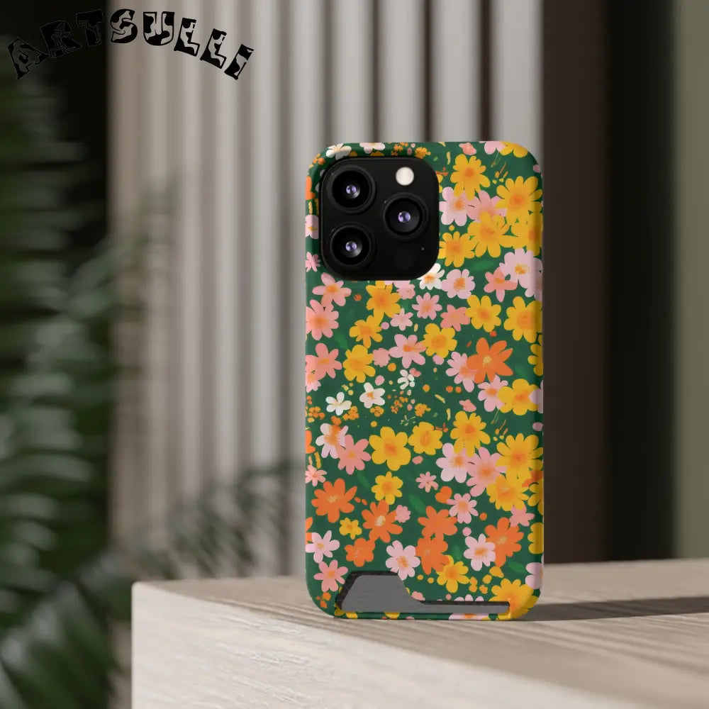 Vibrant Floral Cardholder Phone Case, Artsulli - Art is Long, Life is Short, Phone Case, , , , , , , 