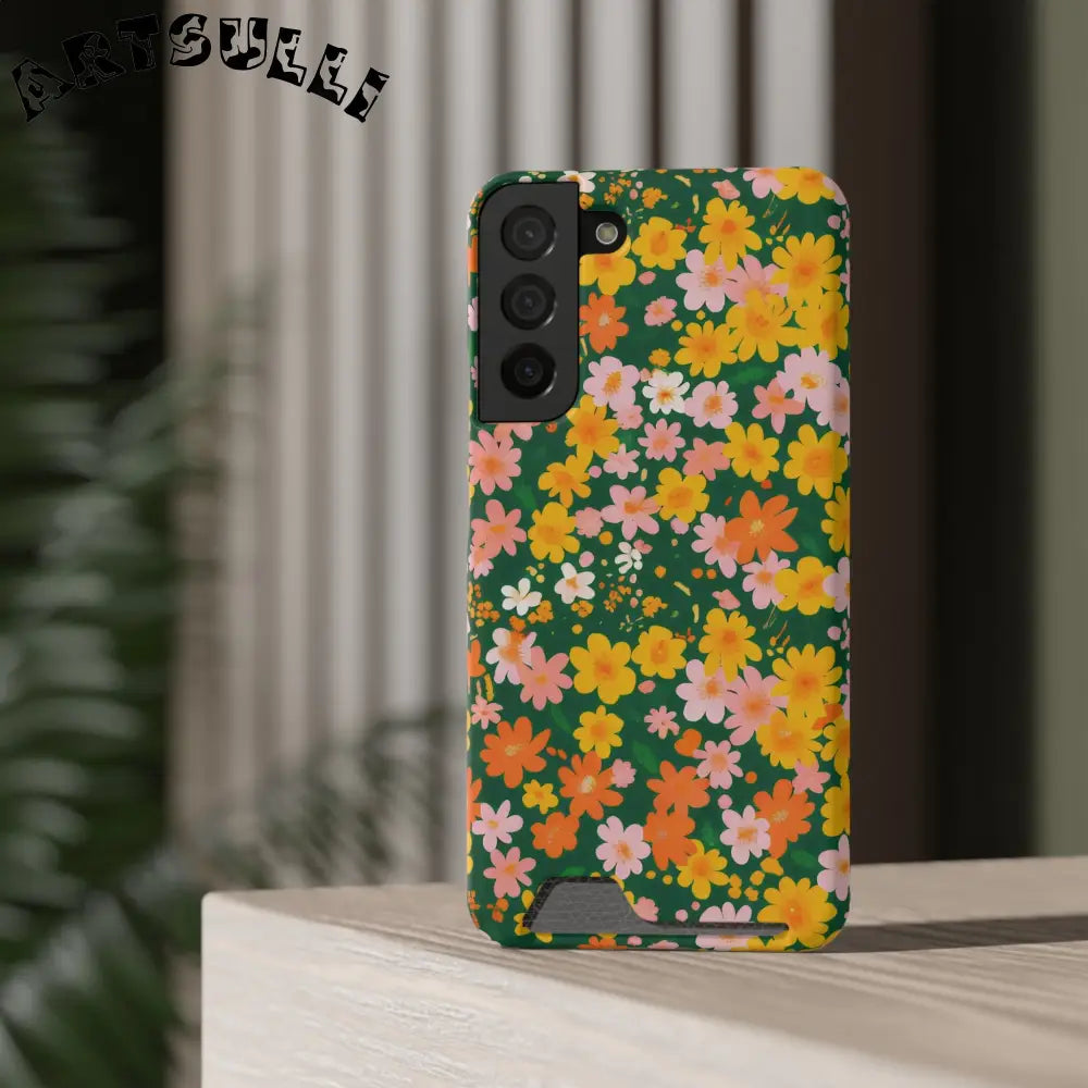 Vibrant Floral Cardholder Phone Case, Artsulli - Art is Long, Life is Short, Phone Case, , , , , , , 