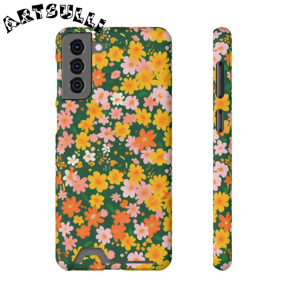 Vibrant Floral Cardholder Phone Case, Artsulli - Art is Long, Life is Short, Phone Case, Size, Samsung Galaxy S21 Plus, Surface, Matte, Shape, With gift packaging, 13533751326600952953