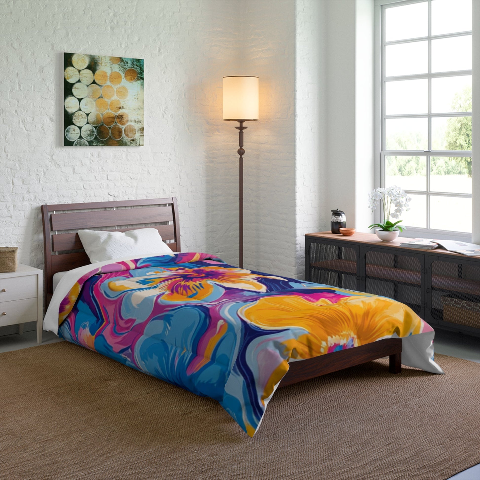 Vibrant Floral Comforter, Artsulli - Art is Long, Life is Short, Home Decor, , , , , , , 