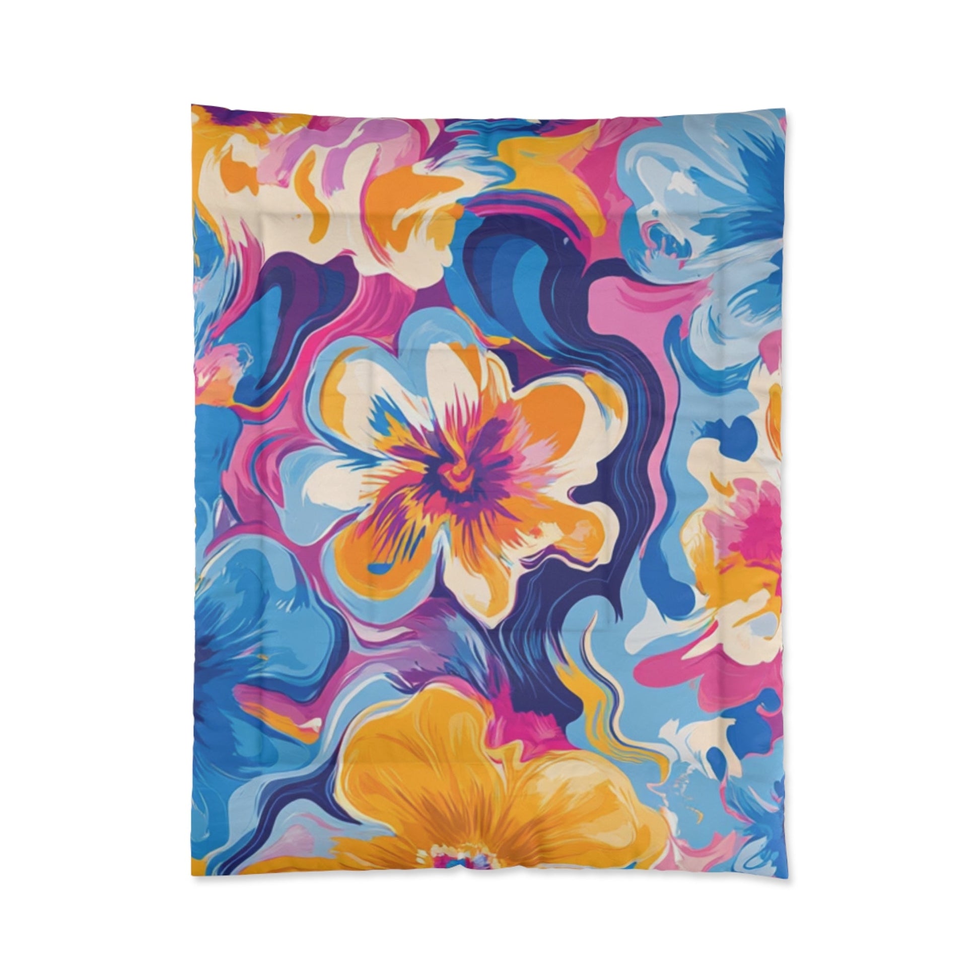 Vibrant Floral Comforter, Artsulli - Art is Long, Life is Short, Home Decor, Size, 68" × 88", , , , , 11212590882447513288