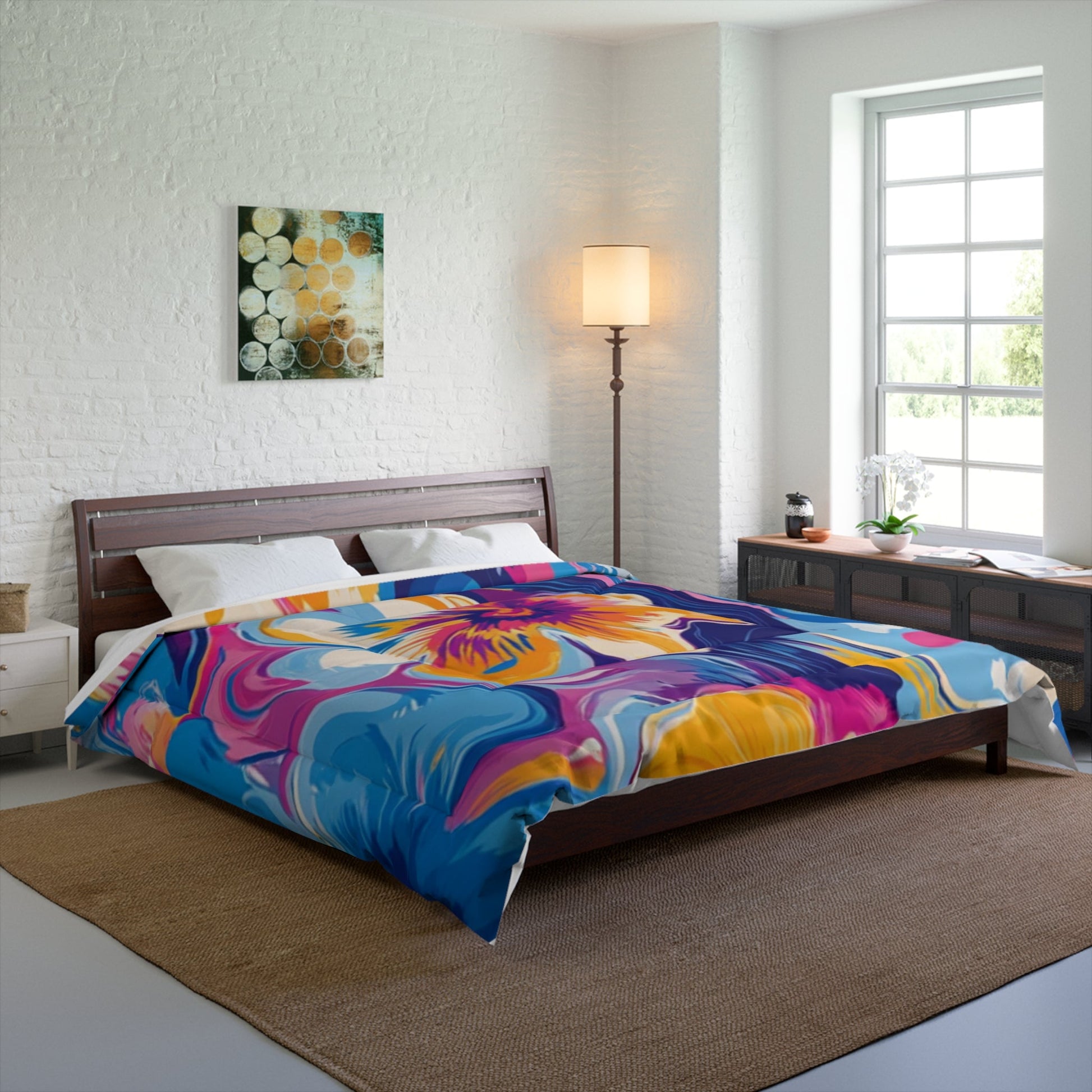Vibrant Floral Comforter, Artsulli - Art is Long, Life is Short, Home Decor, , , , , , , 