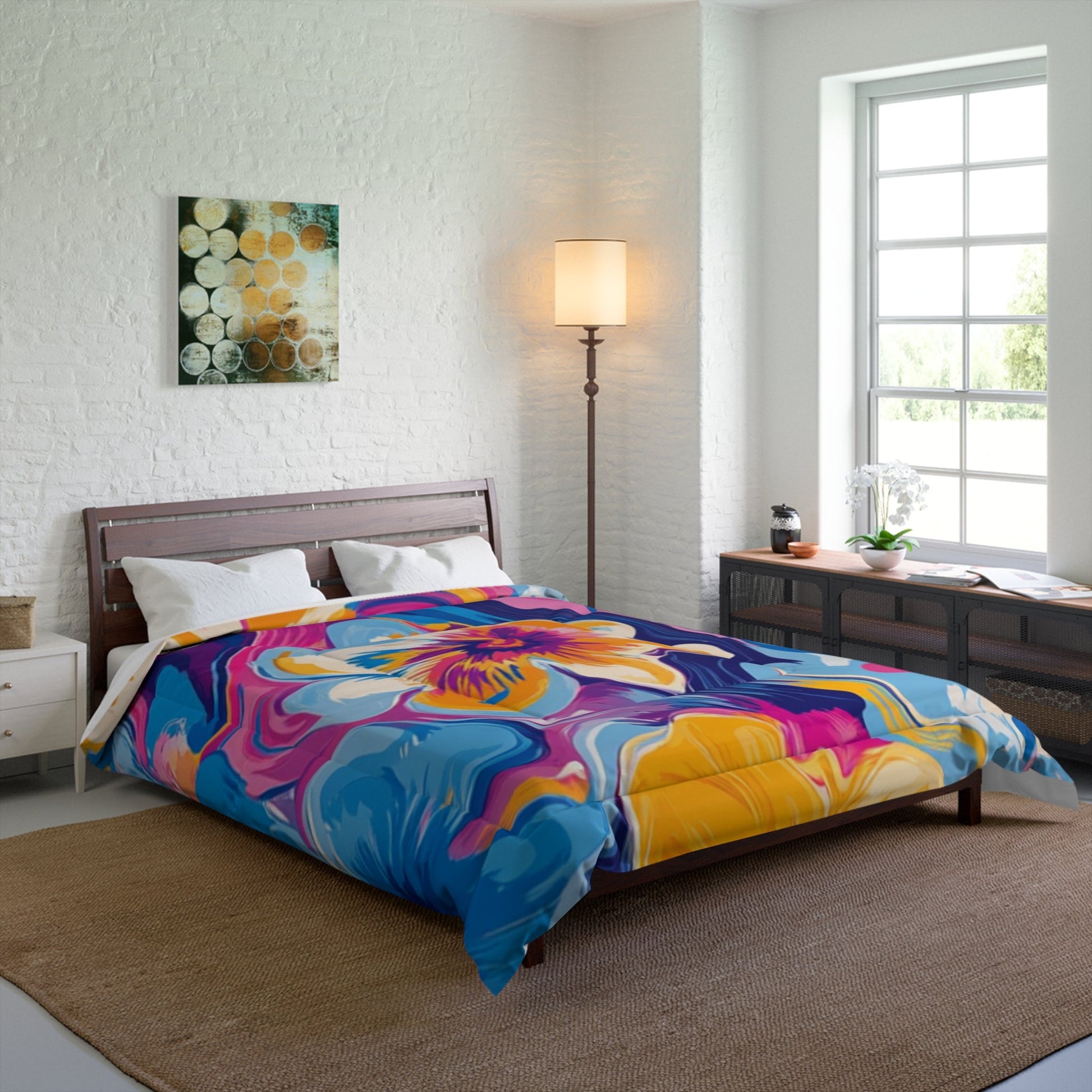 Vibrant Floral Comforter, Artsulli - Art is Long, Life is Short, Home Decor, , , , , , , 