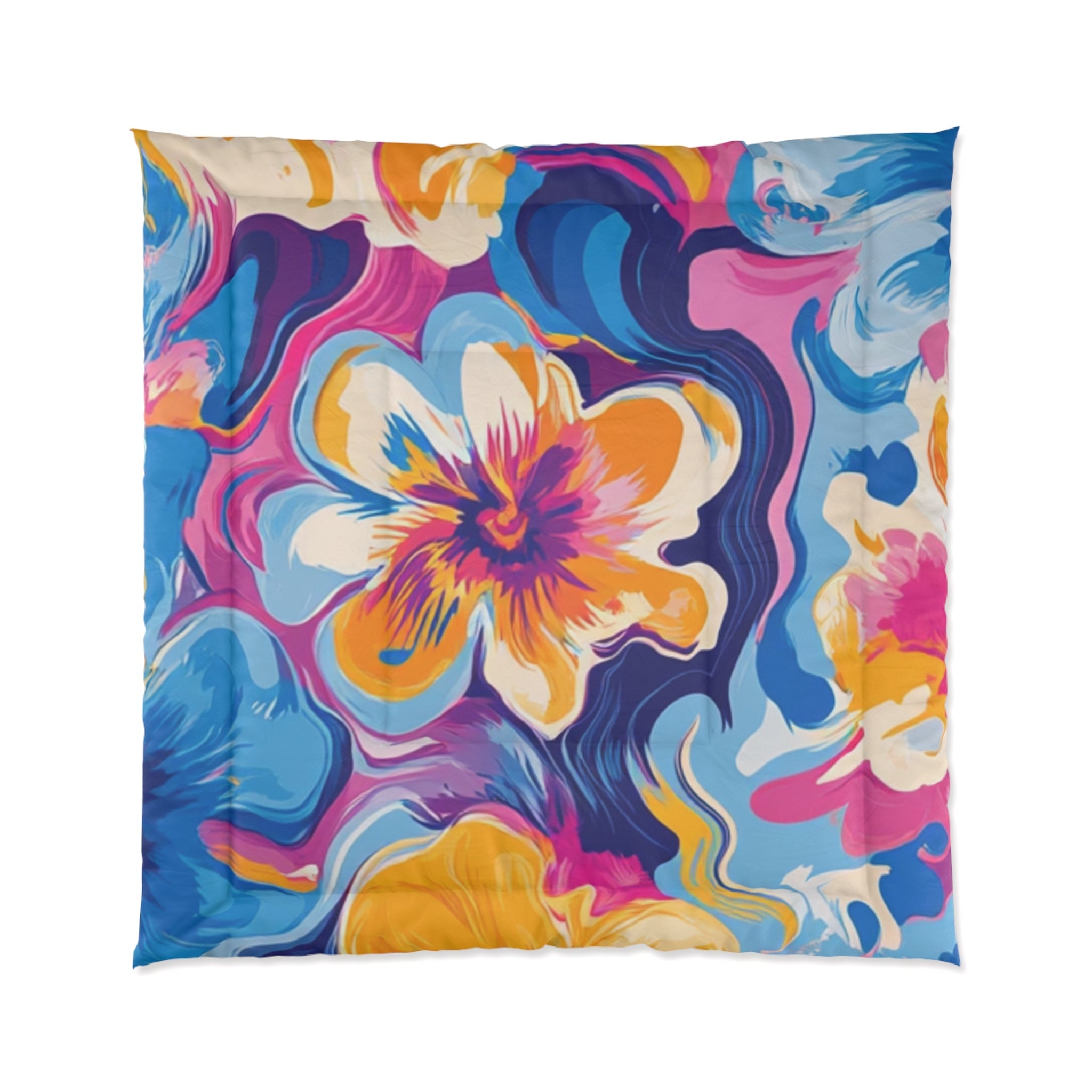 Vibrant Floral Comforter, Artsulli - Art is Long, Life is Short, Home Decor, Size, 88" × 88", , , , , 26939664262474695084
