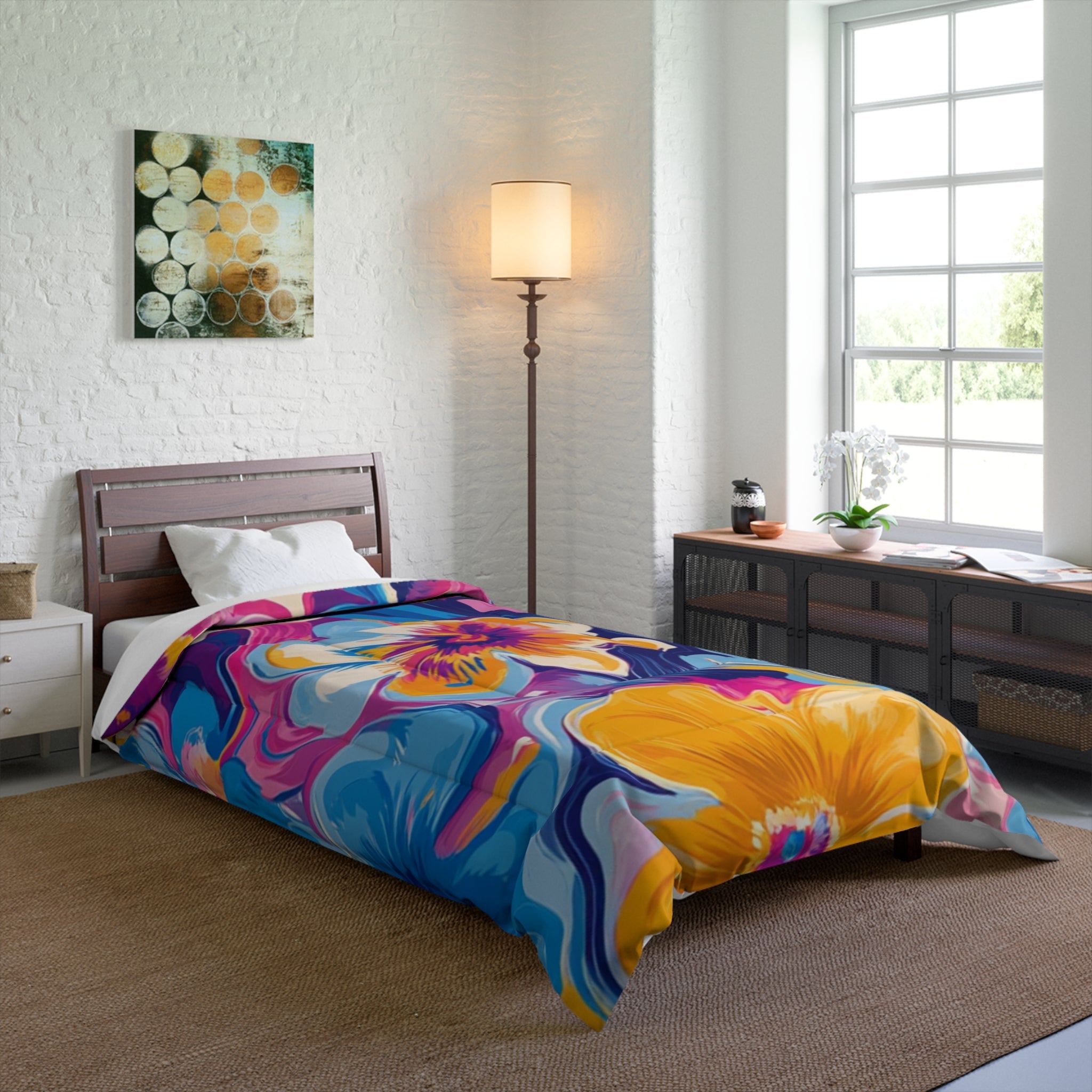Vibrant Floral Comforter, Artsulli - Art is Long, Life is Short, Home Decor, , , , , , , 