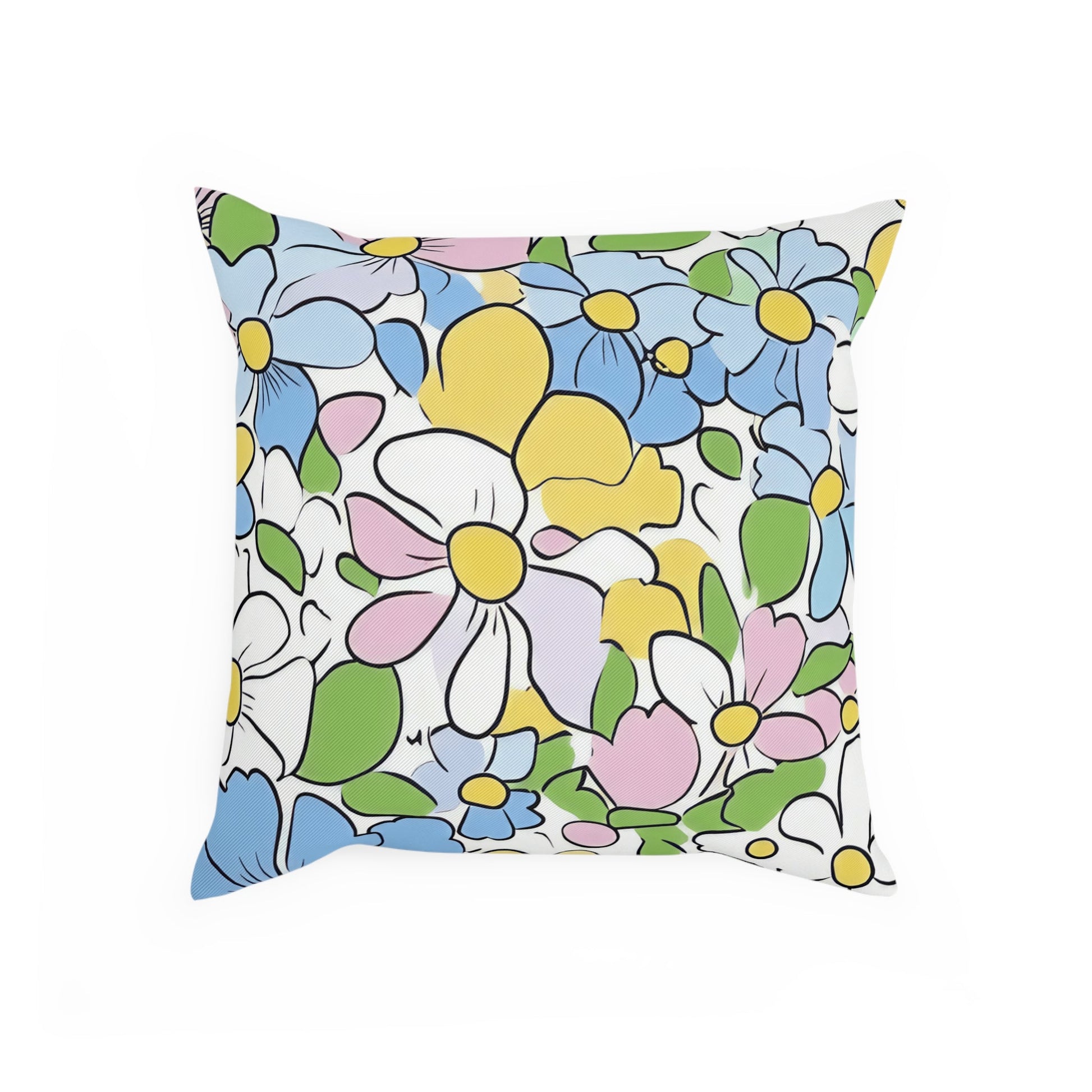 Vibrant Floral Cotton Throw Pillow, Artsulli - Art is Long, Life is Short, Home Decor, , , , , , , 